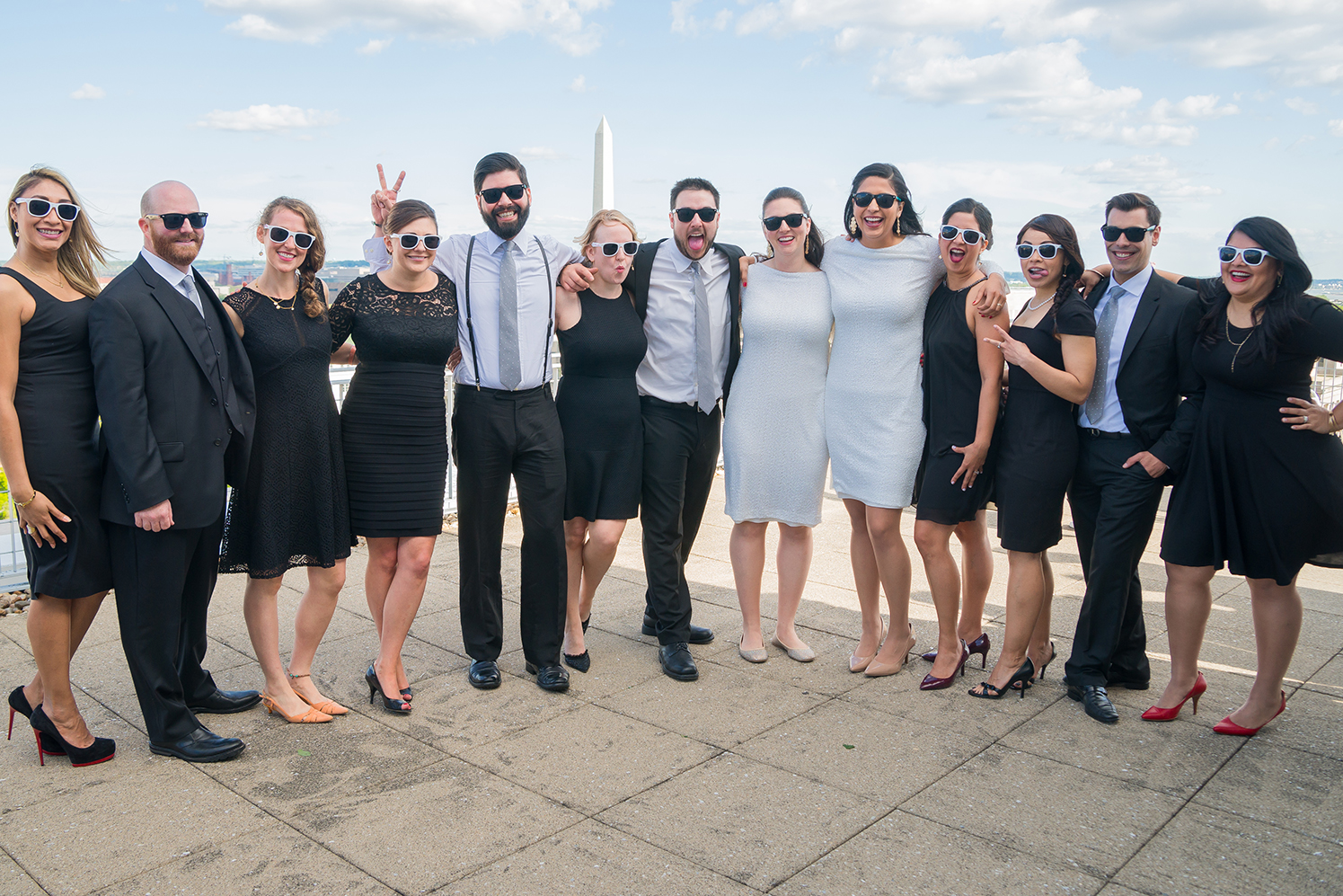 Bridal party on a DC rooftop wedding photos 
