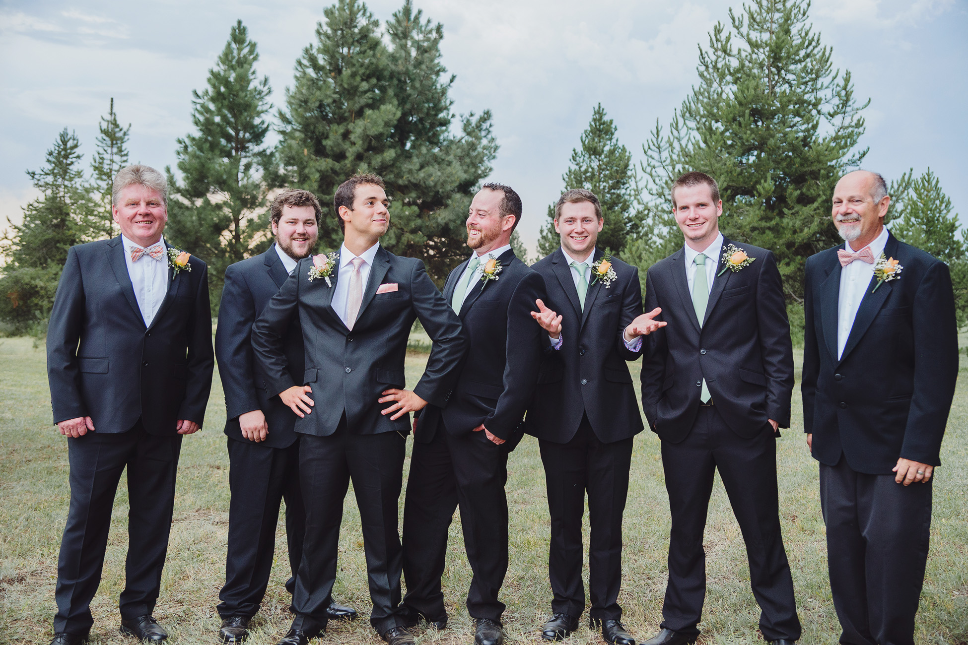 Group photos at backyard DIY Athol Idaho wedding