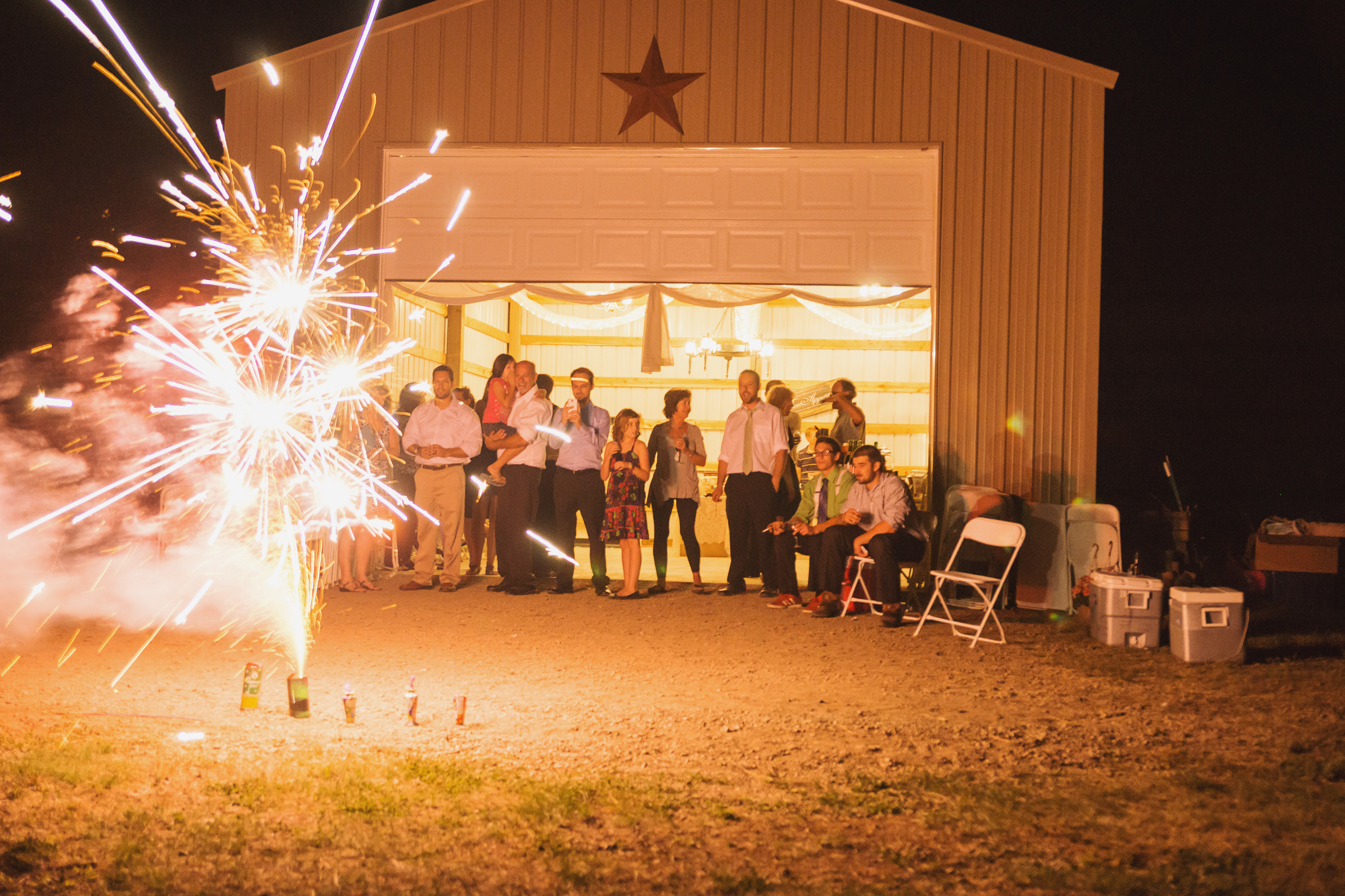 Sparkler firework firecracker exit at Athol Idaho barn wedding