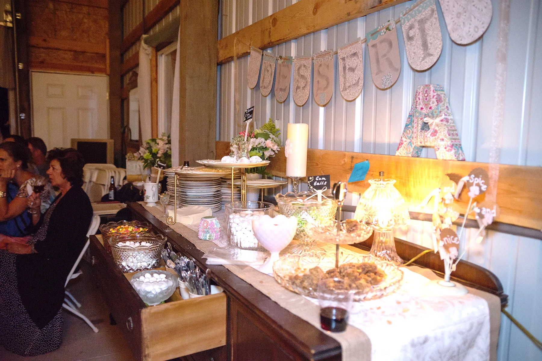DIY barn backyard wedding decor with vintage theme