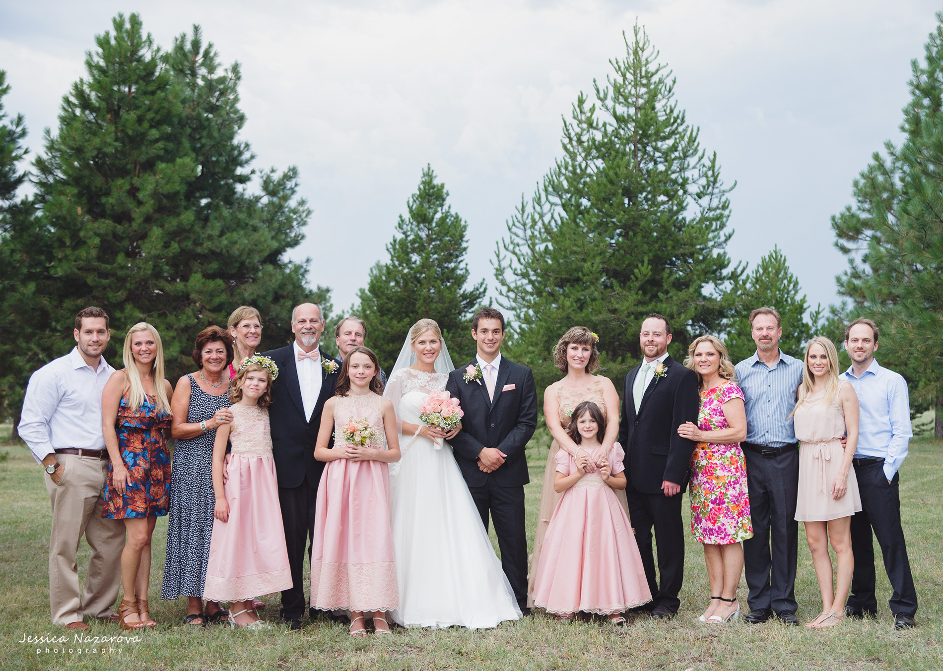 Group photos at backyard DIY Athol Idaho wedding