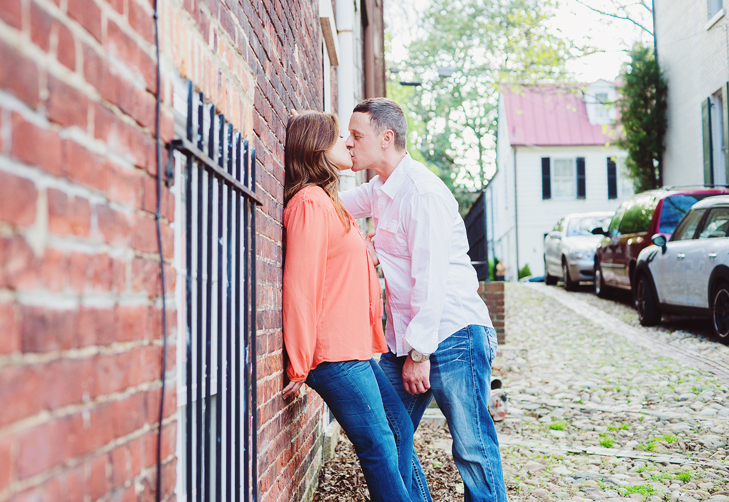 Old Town Alexandria waterfront engagement session in summer