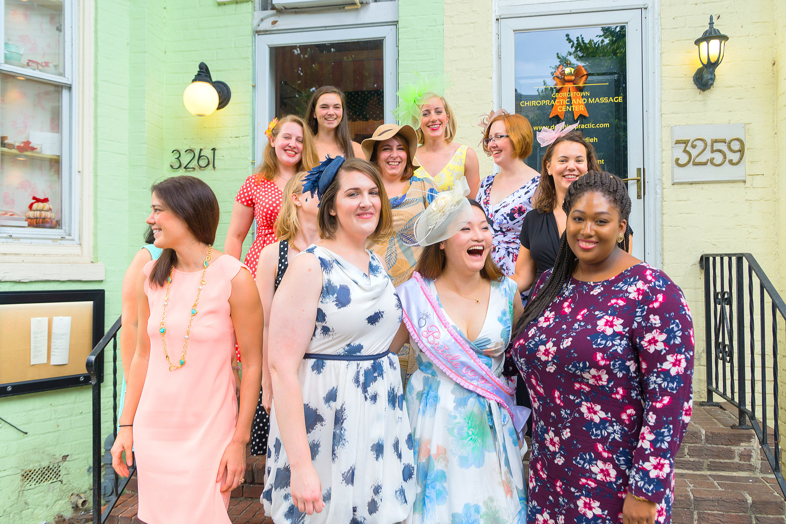 Bridal shower and bridesmaids in Georgetown DC tea room 