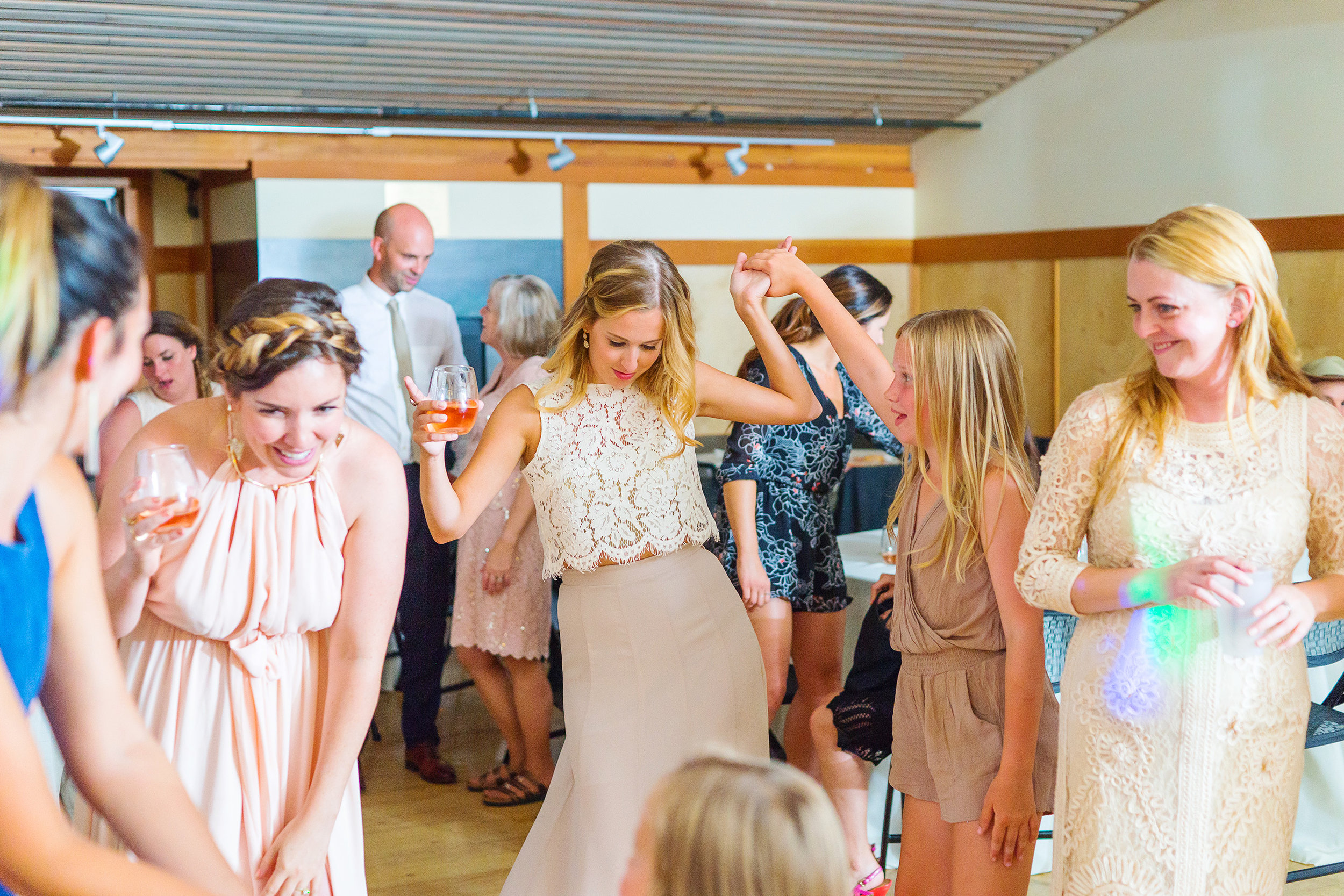Bridesmaids on the dance floor at awesome Seattle wedding 