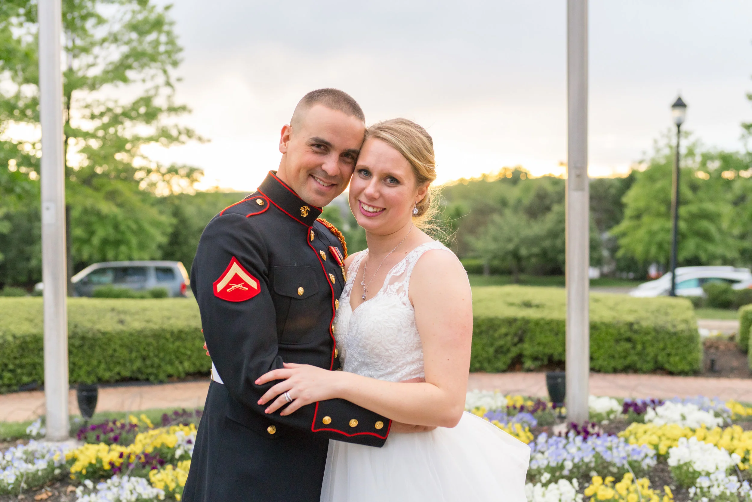 Bride and Groom in front of Piedmont National Golf Club at sunset golden hour