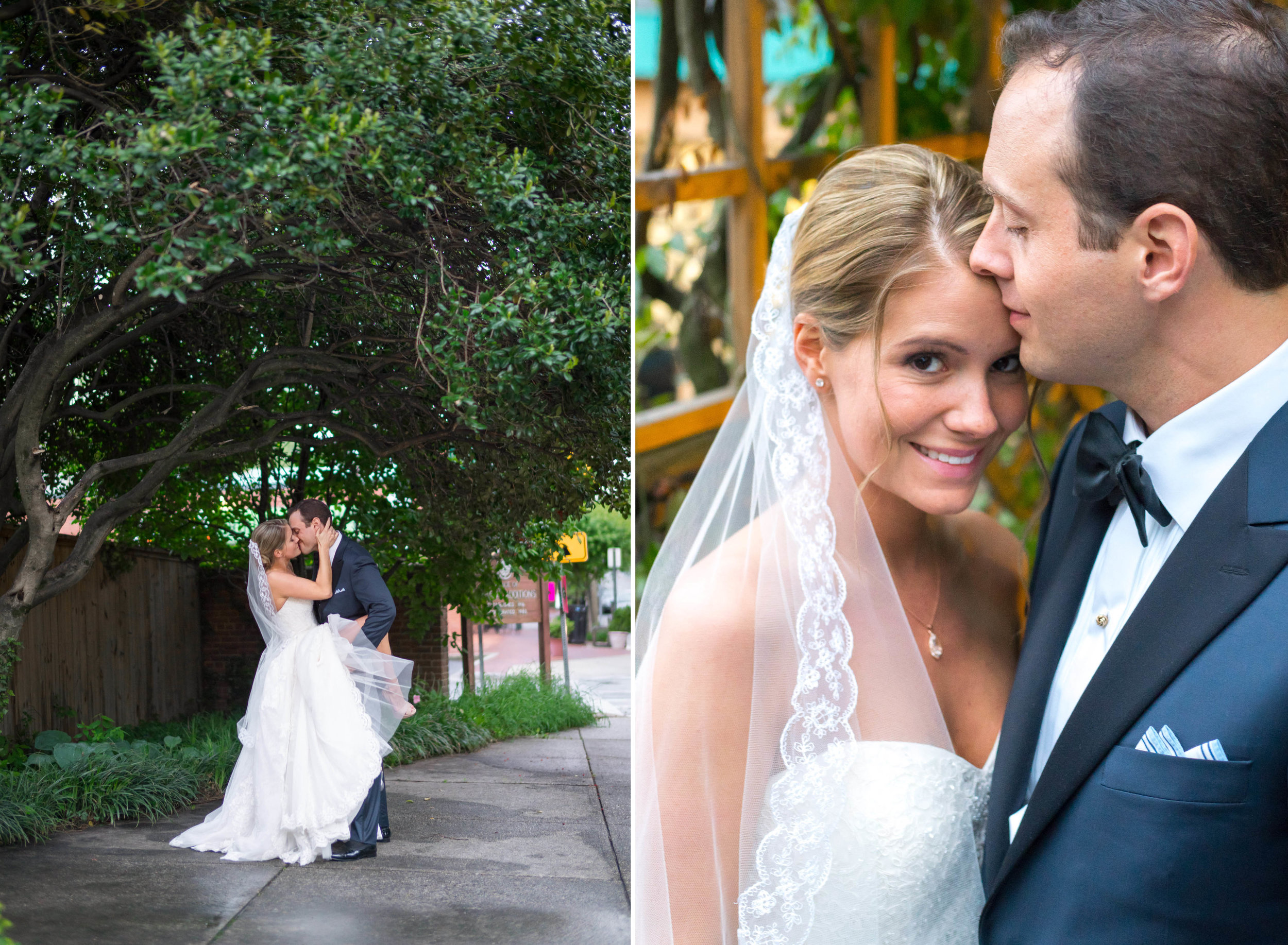 Bride and groom photos at La Ferme restaurant in maryland