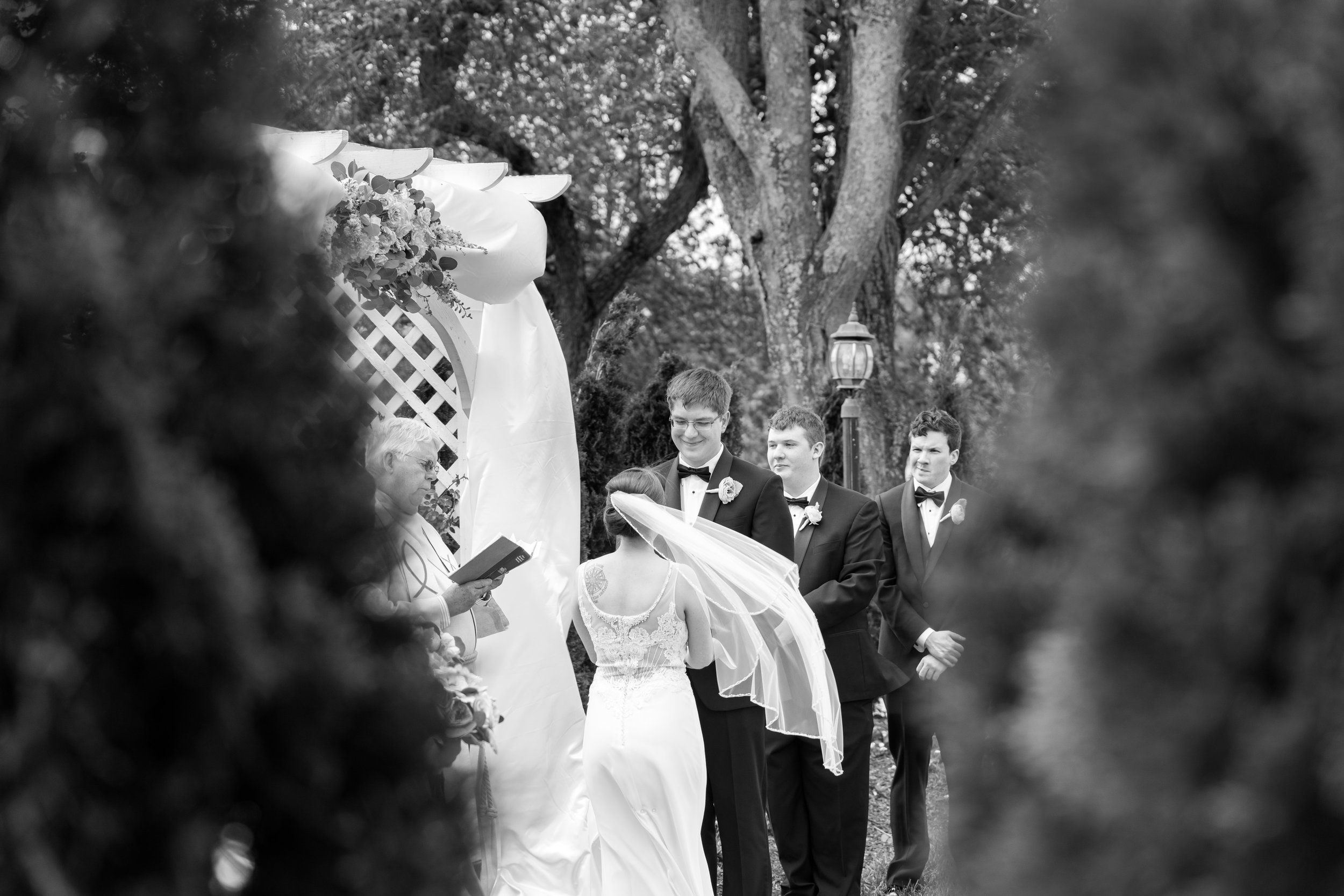 Black and white bride and groom photo at Antrim 1844 in maryland