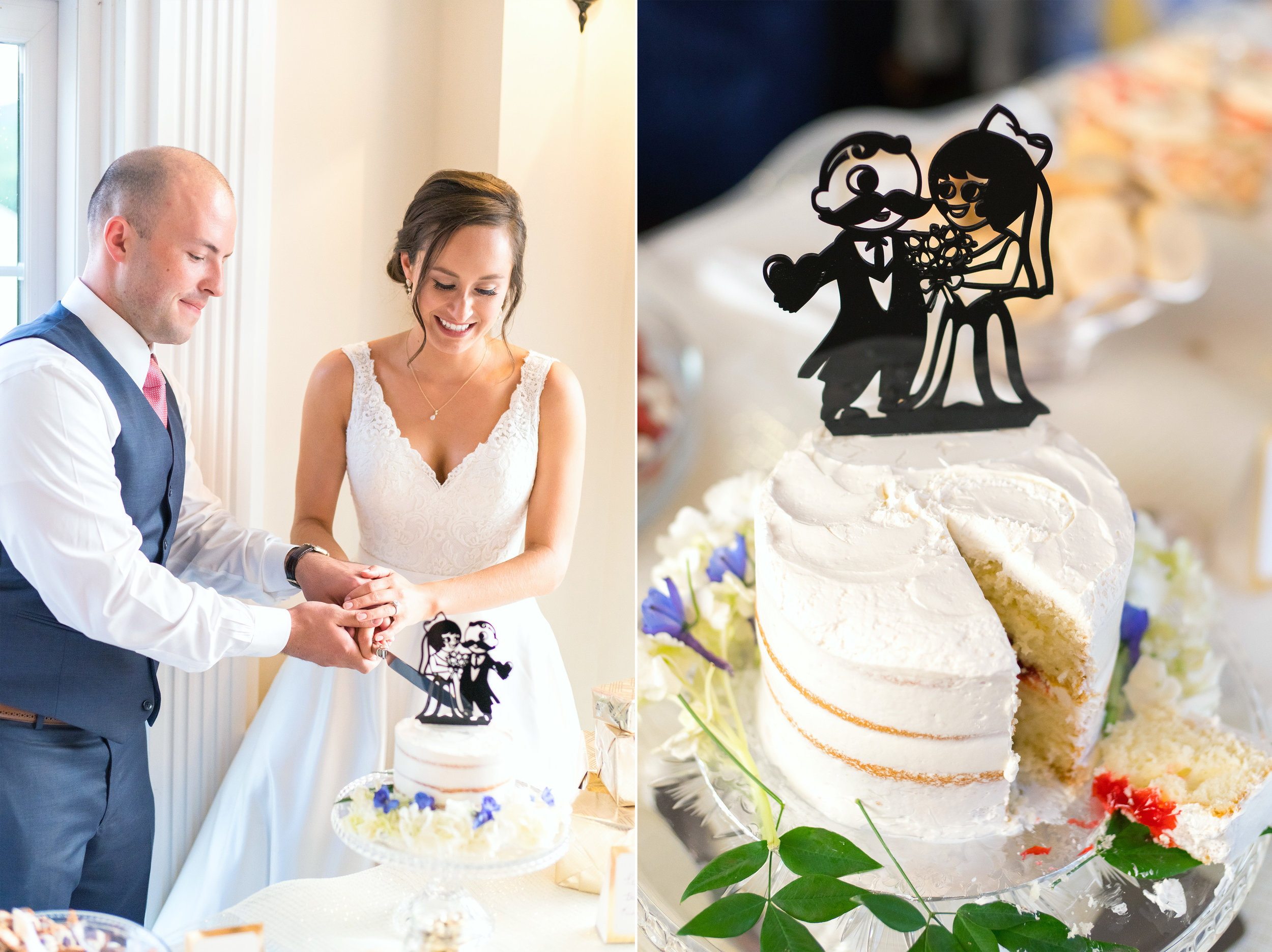 Cake cutting at beautiful maryland wedding venue