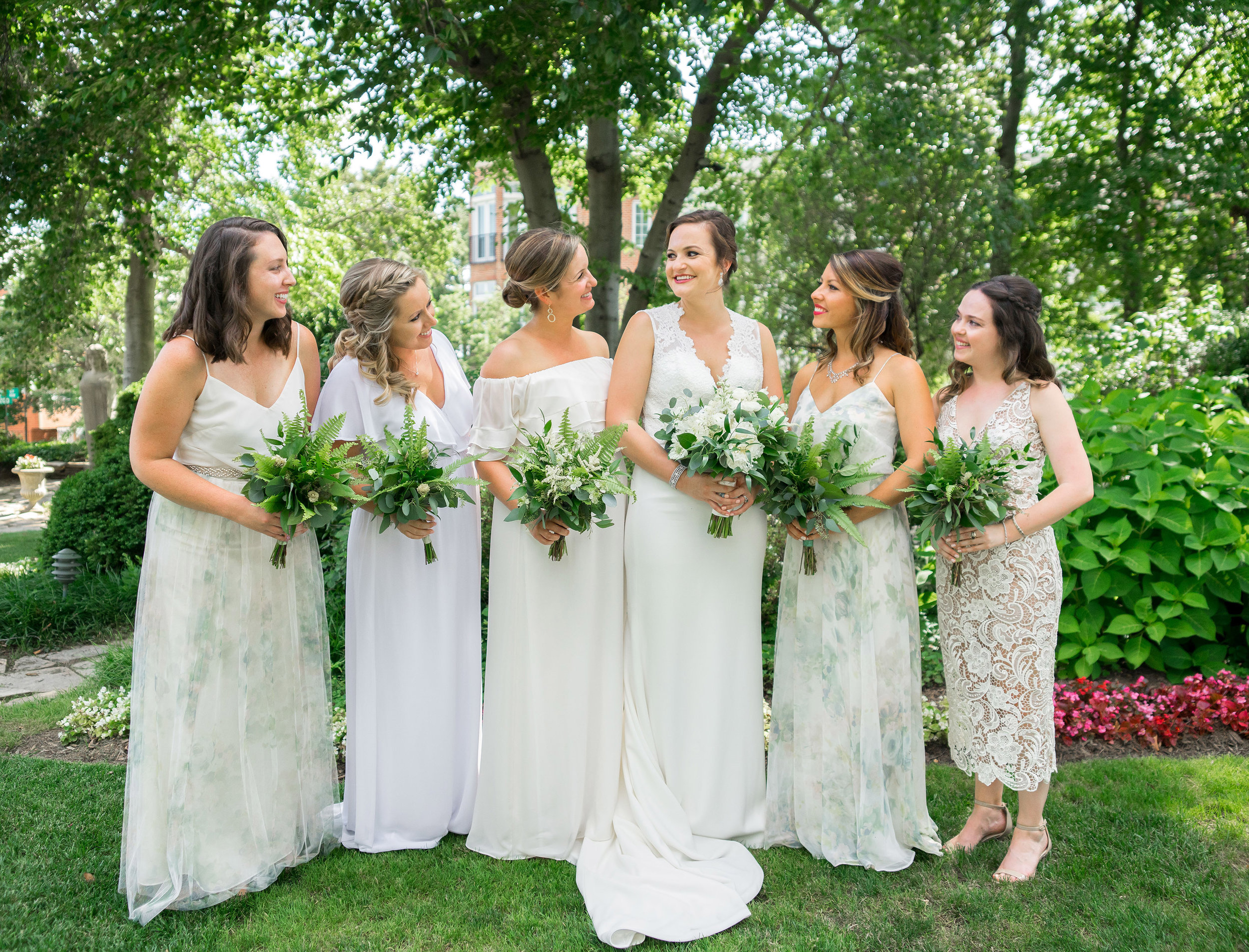 Bhldn mix match dresses at Meridian House wedding 