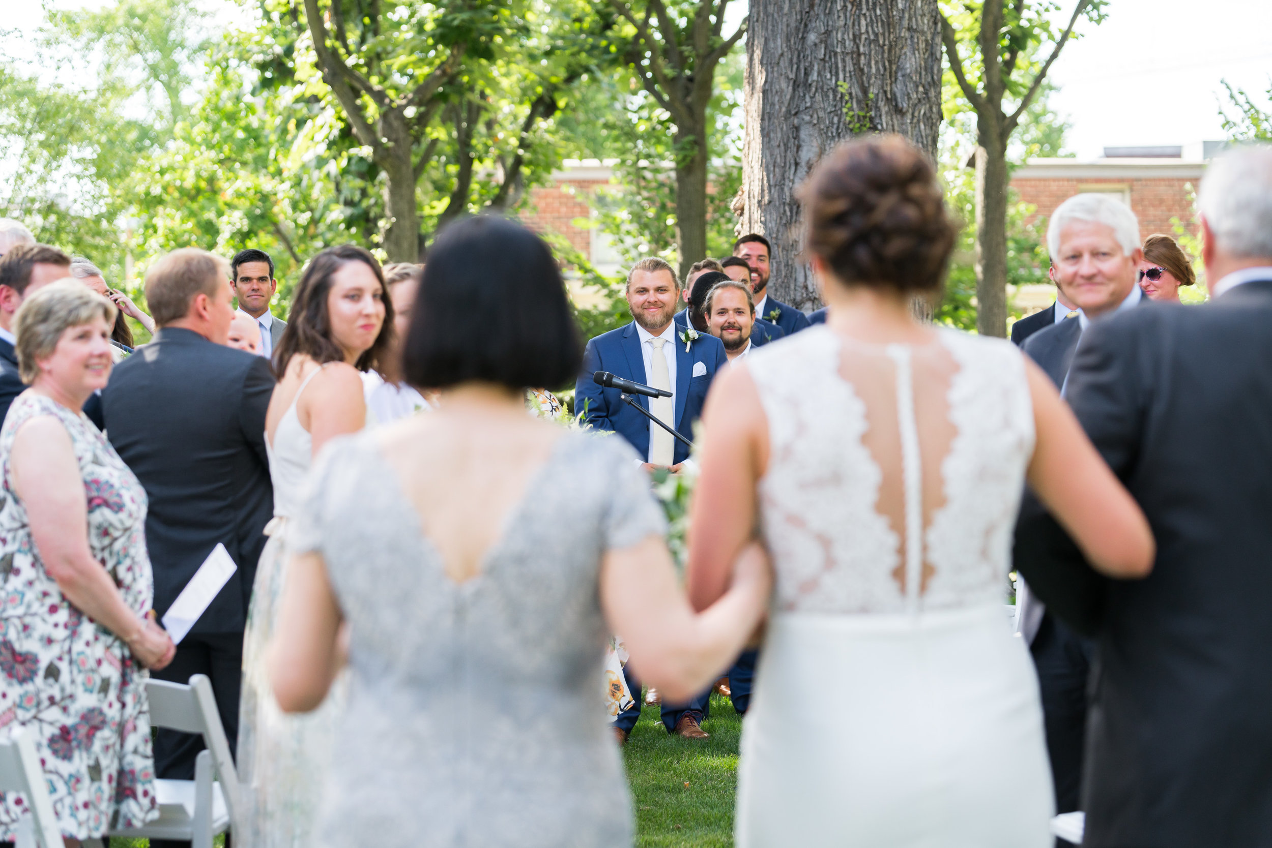 Bride walking down the aisle at meridian house ceremony 