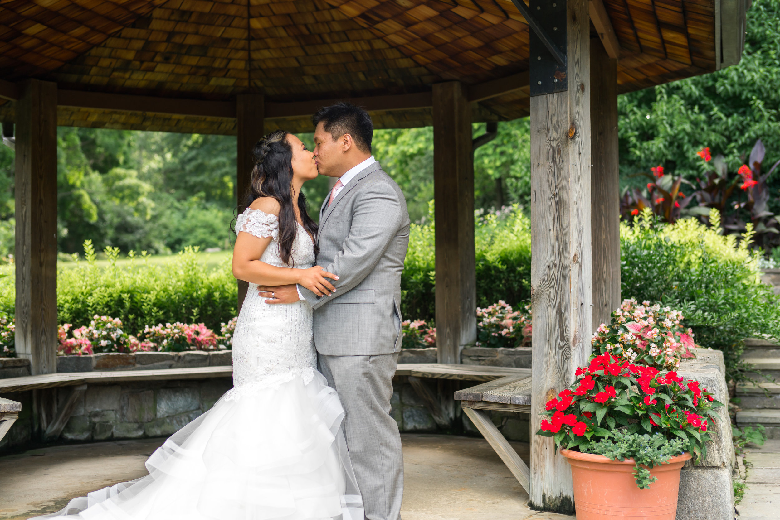 Bride and groom at Brookside Gardens