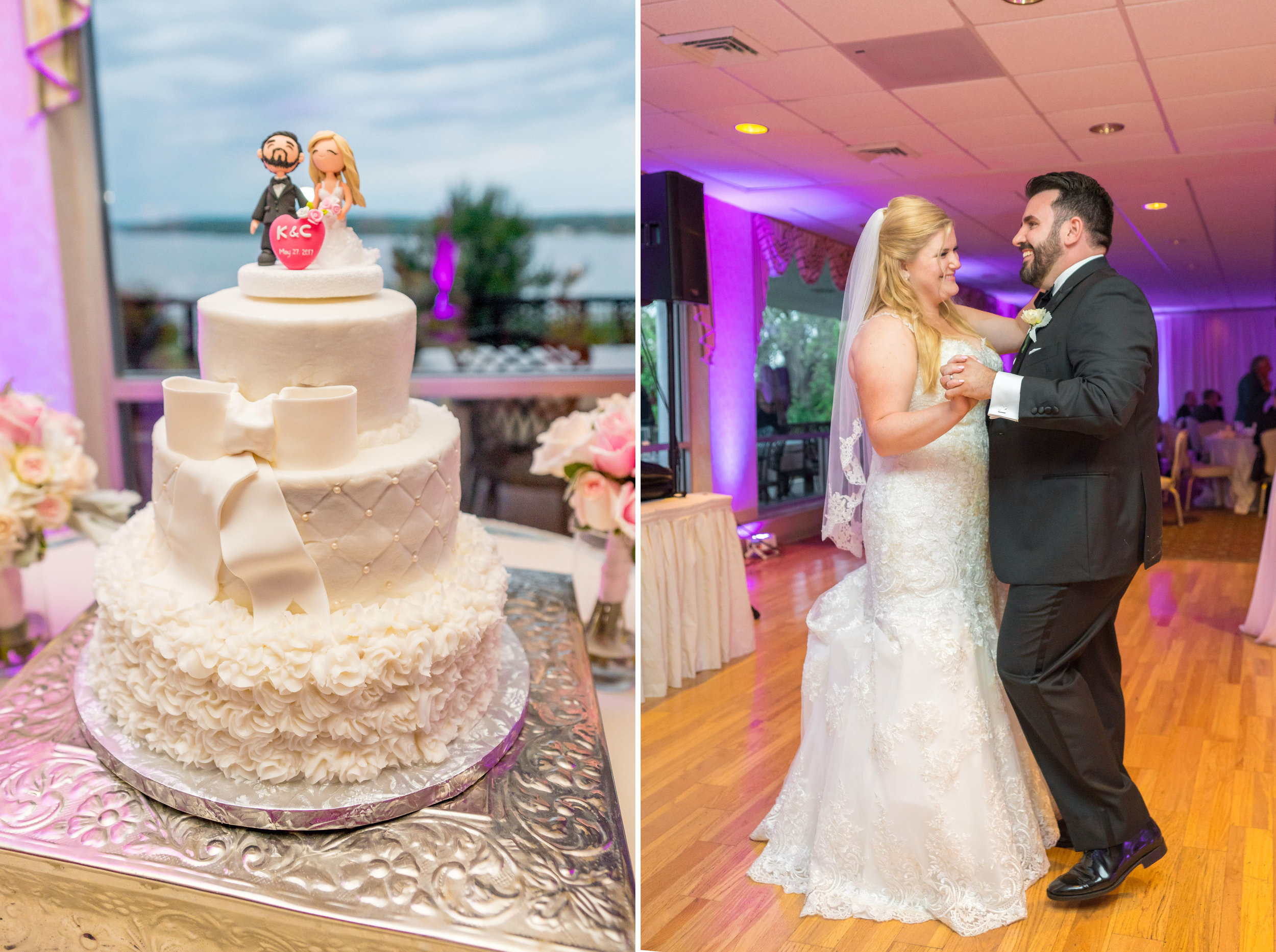 wedding cake at sunset at fort belvoir in may