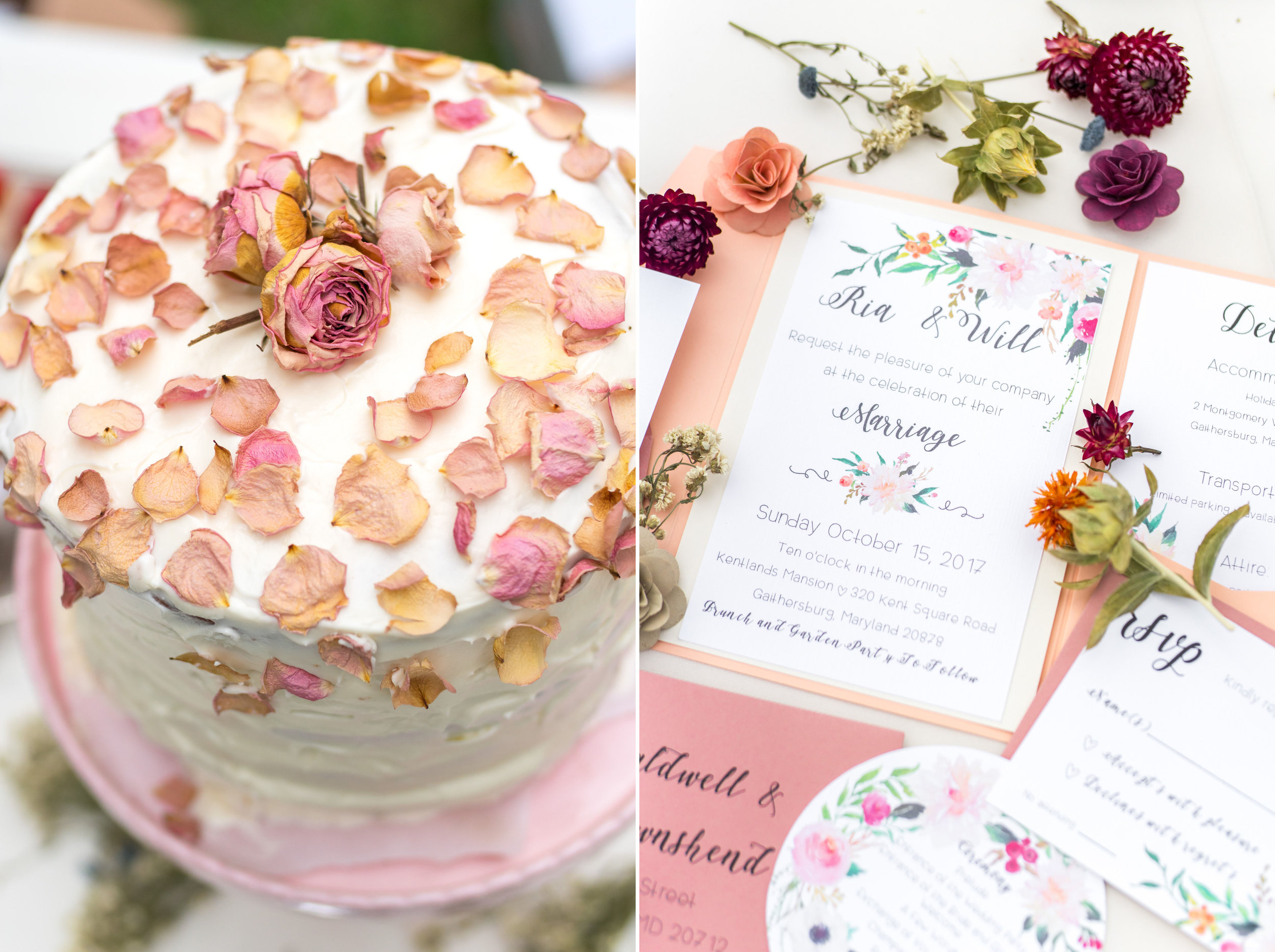 DIY wedding cake and invitations photography
