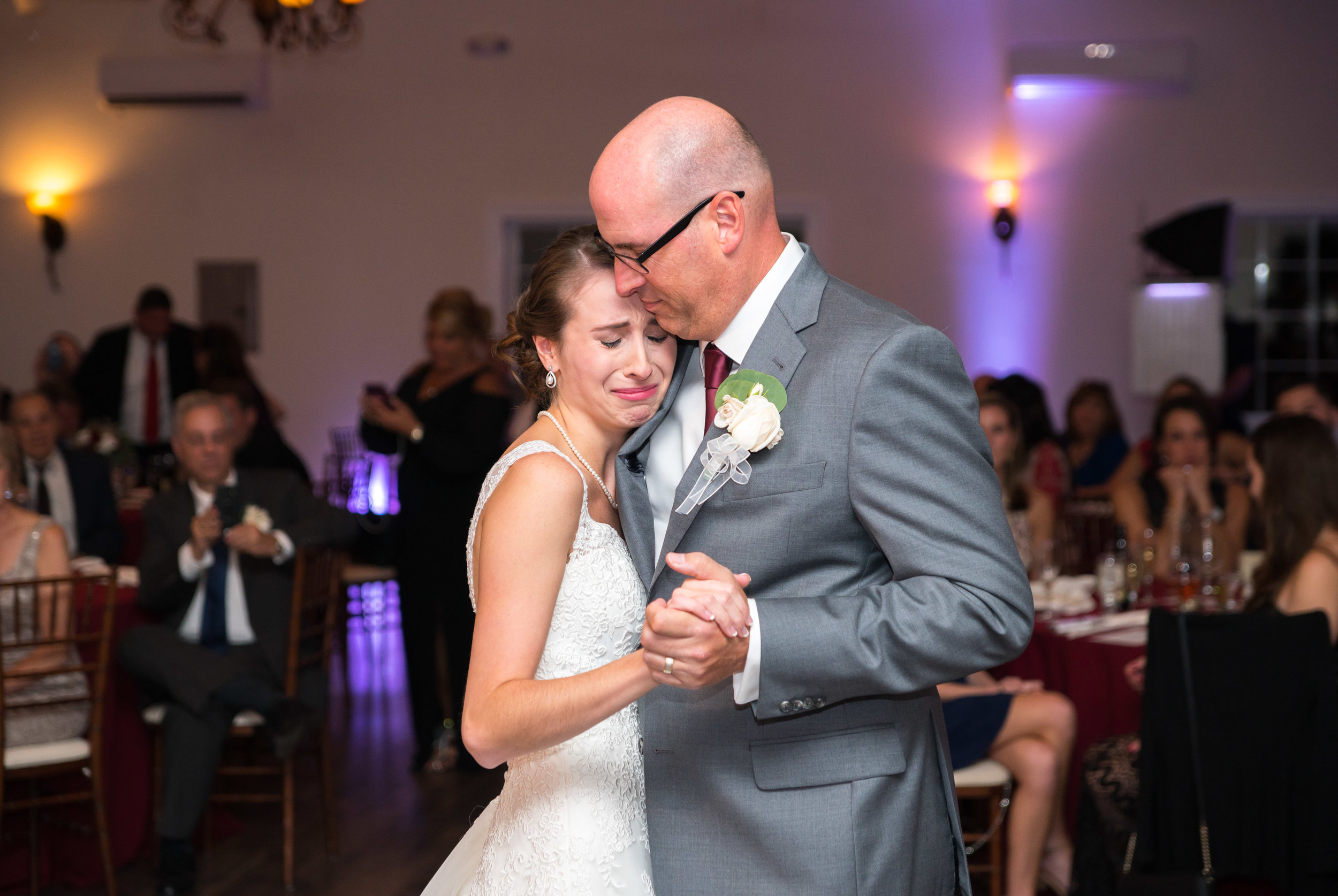 Emotional Father daughter dance at the wedding reception