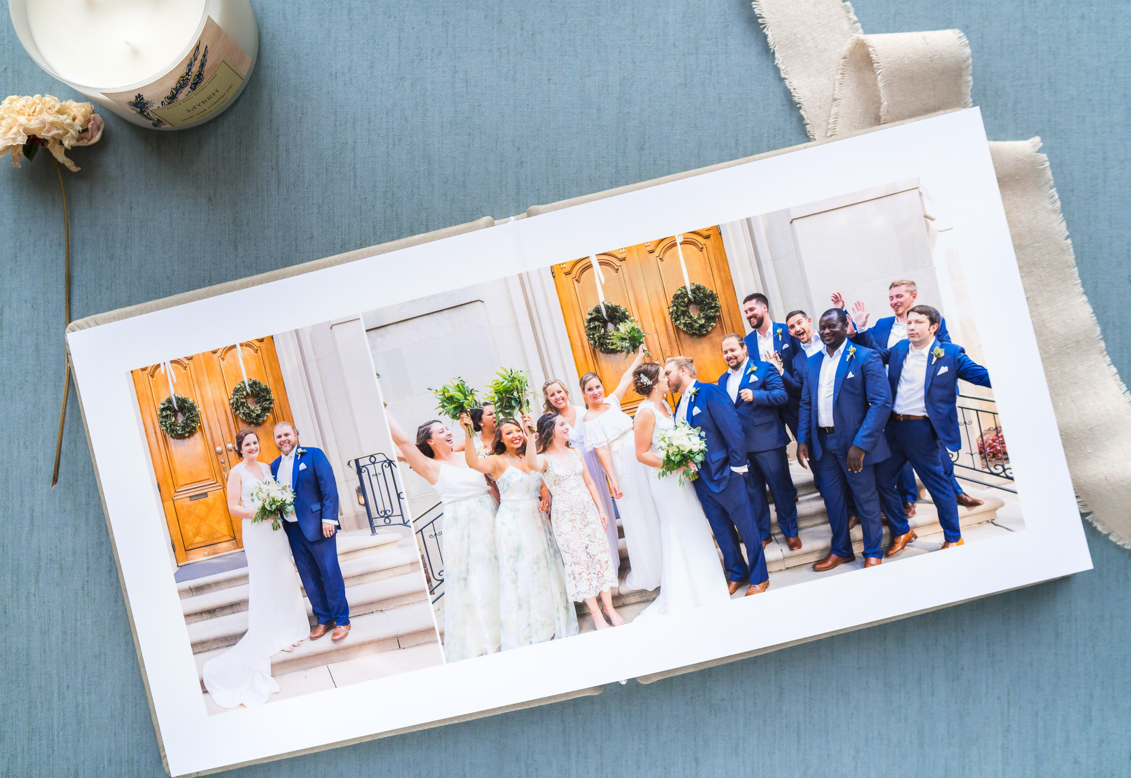Heirloom Bindery styling board and Red Tree album
