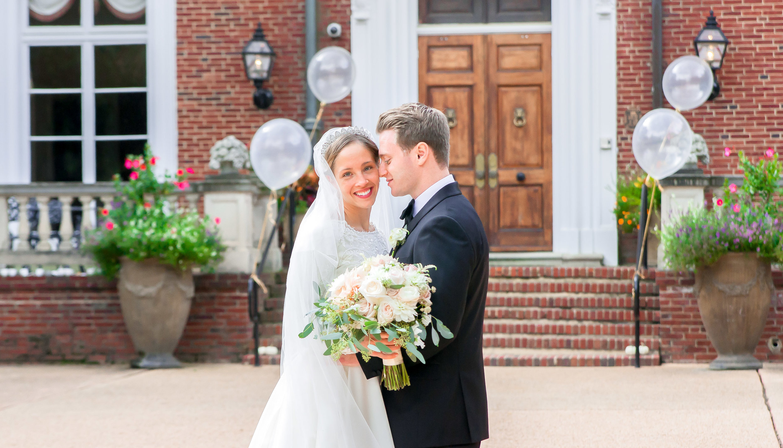 Oxon Hill Manor wedding photos with bride and groom