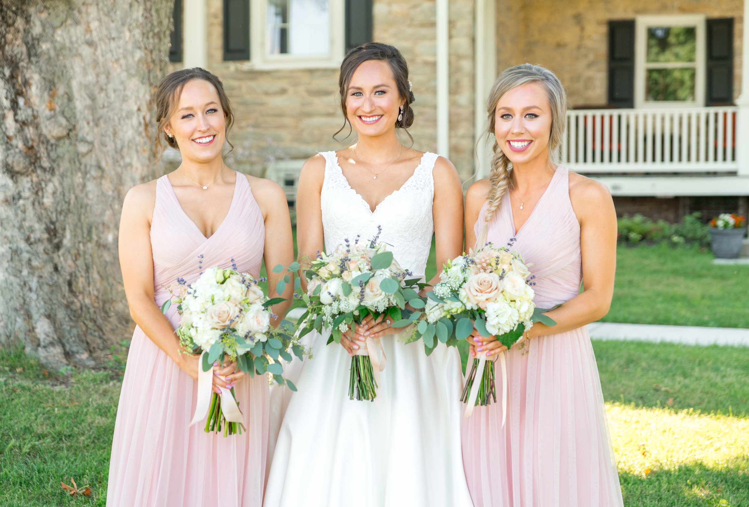 Pink bridesmaids dresses at Springfield Manor Winery