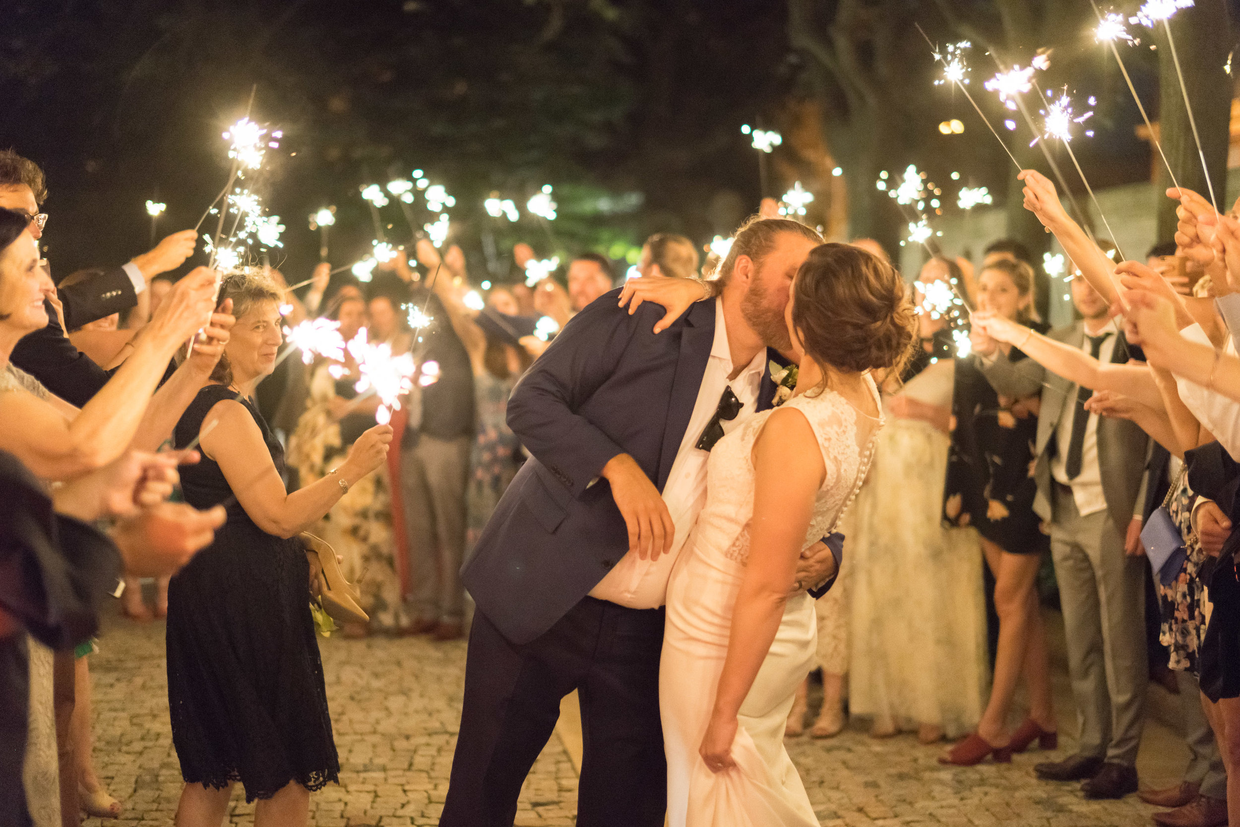 Sparkler exit at Meridian house wedding venue