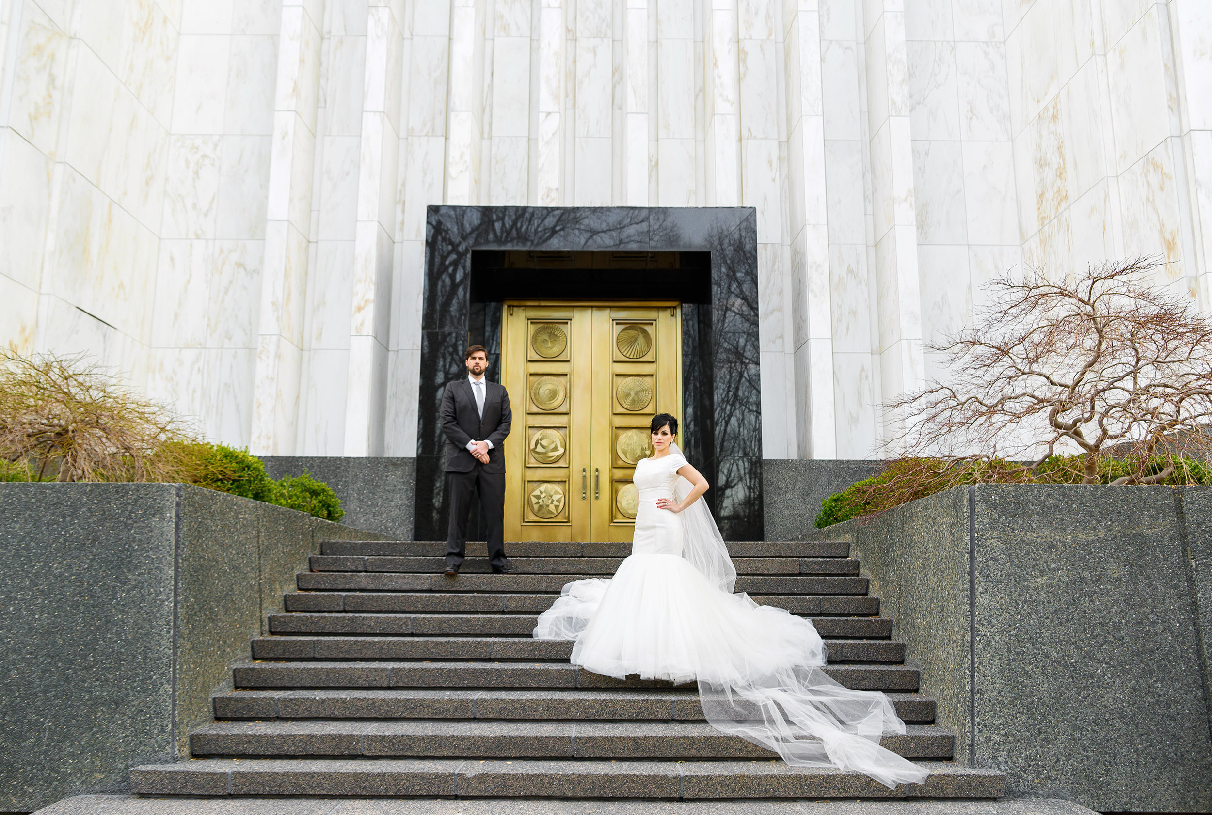 Gold door and staircase photo at LDS temple in DC 