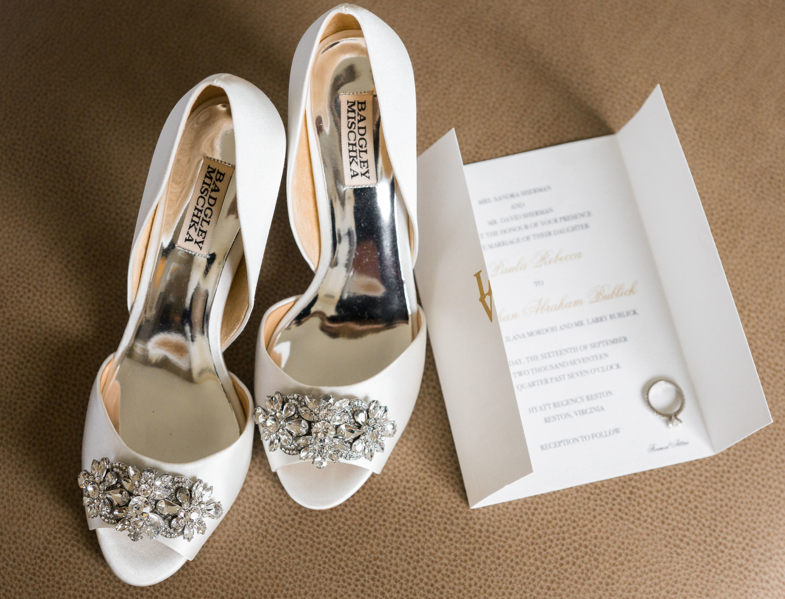 Wedding shoes and details and invitation