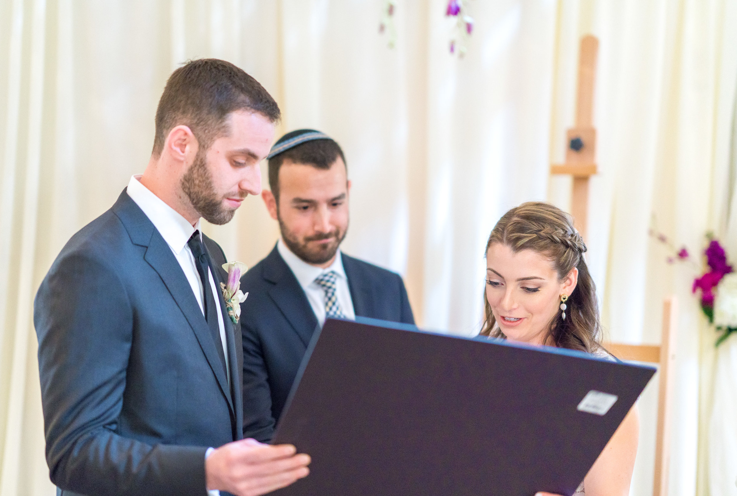 Jewish wedding ceremony indoors at La Ferme Restaurant in Chevy Chase