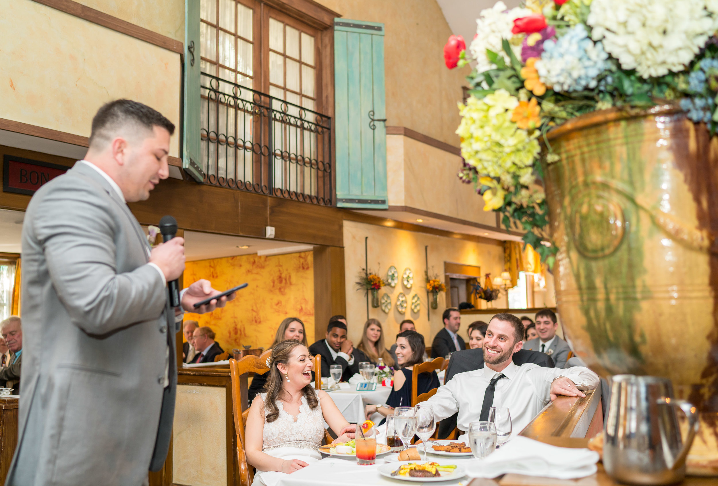 Best man giving his speech at La Ferme wedding