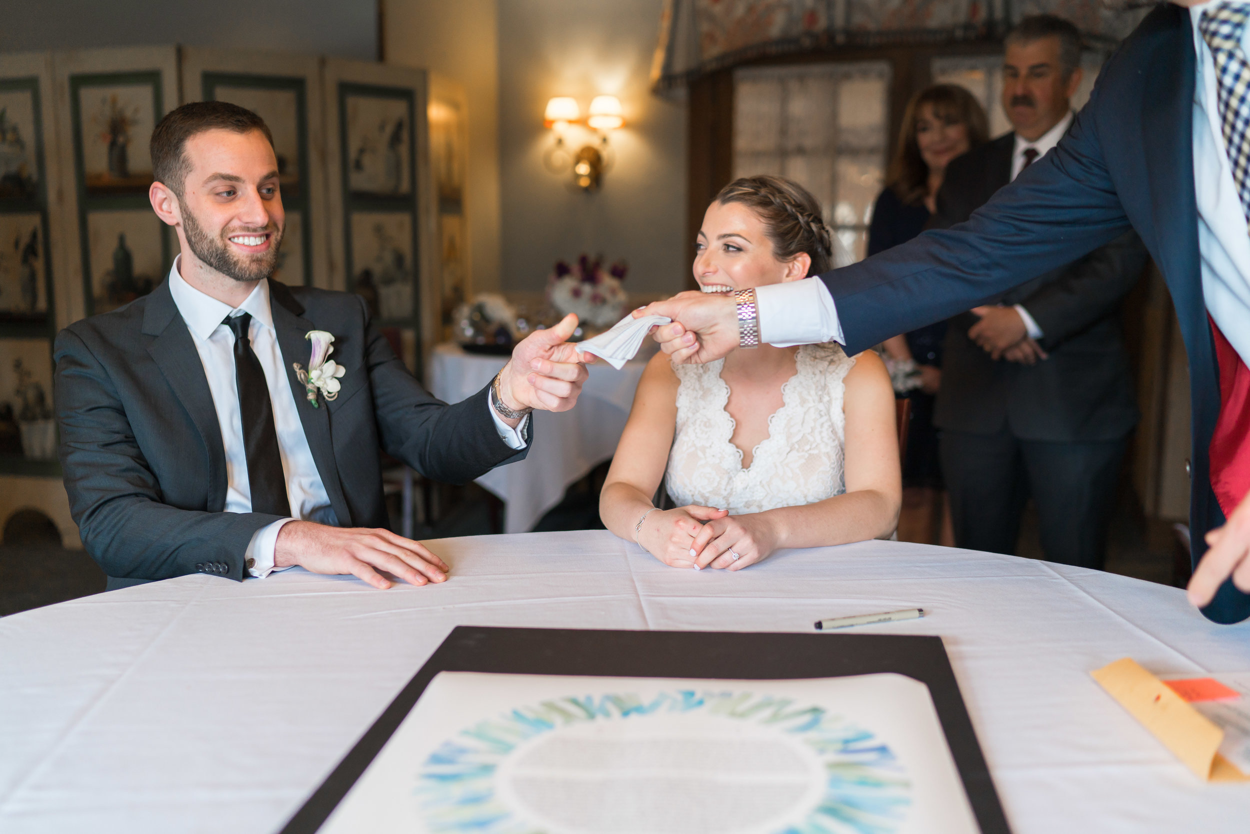 Ketubah signing in upstairs at La Ferme wedding in Chevy Chase