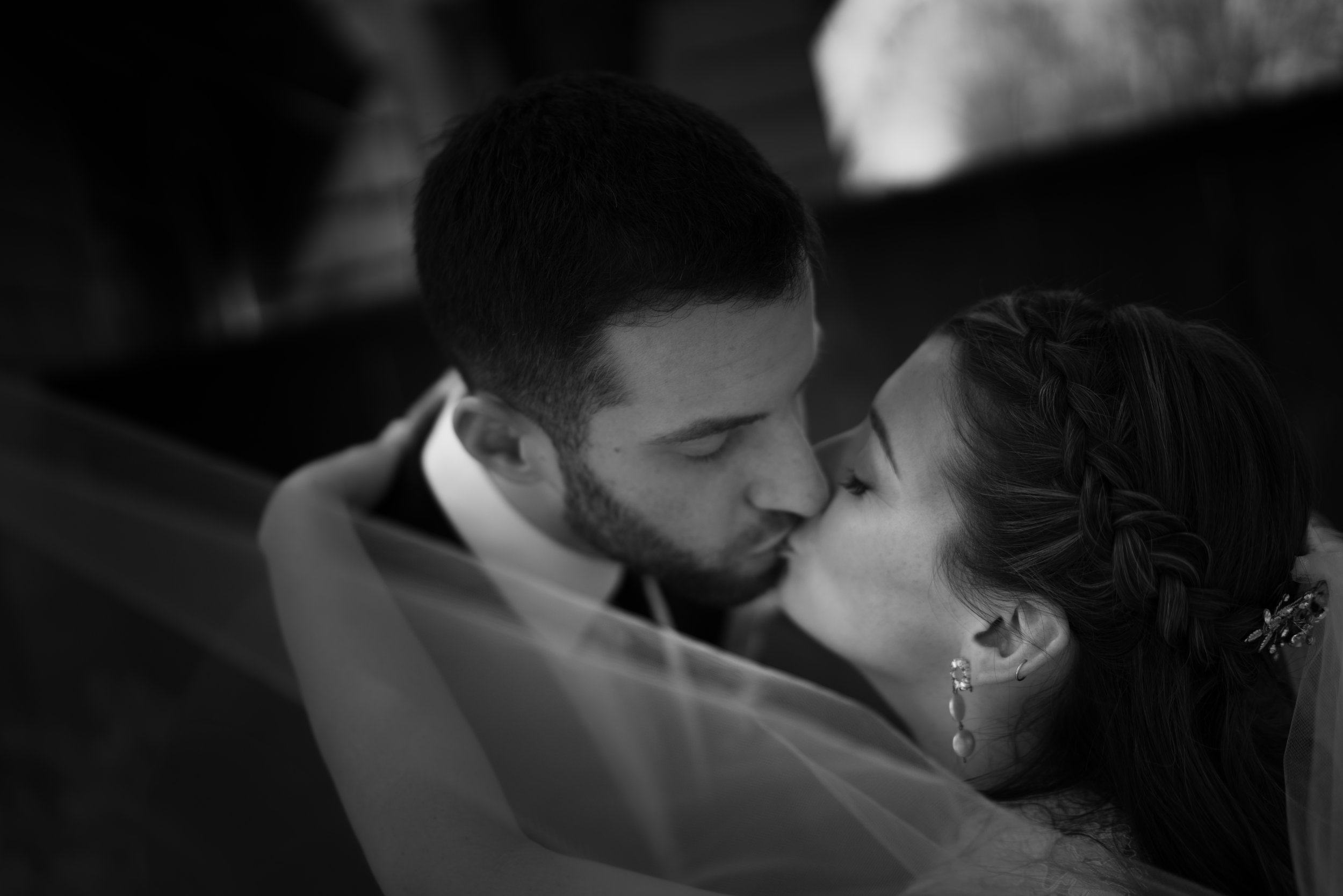 Night time bride and groom portrait at La Ferme