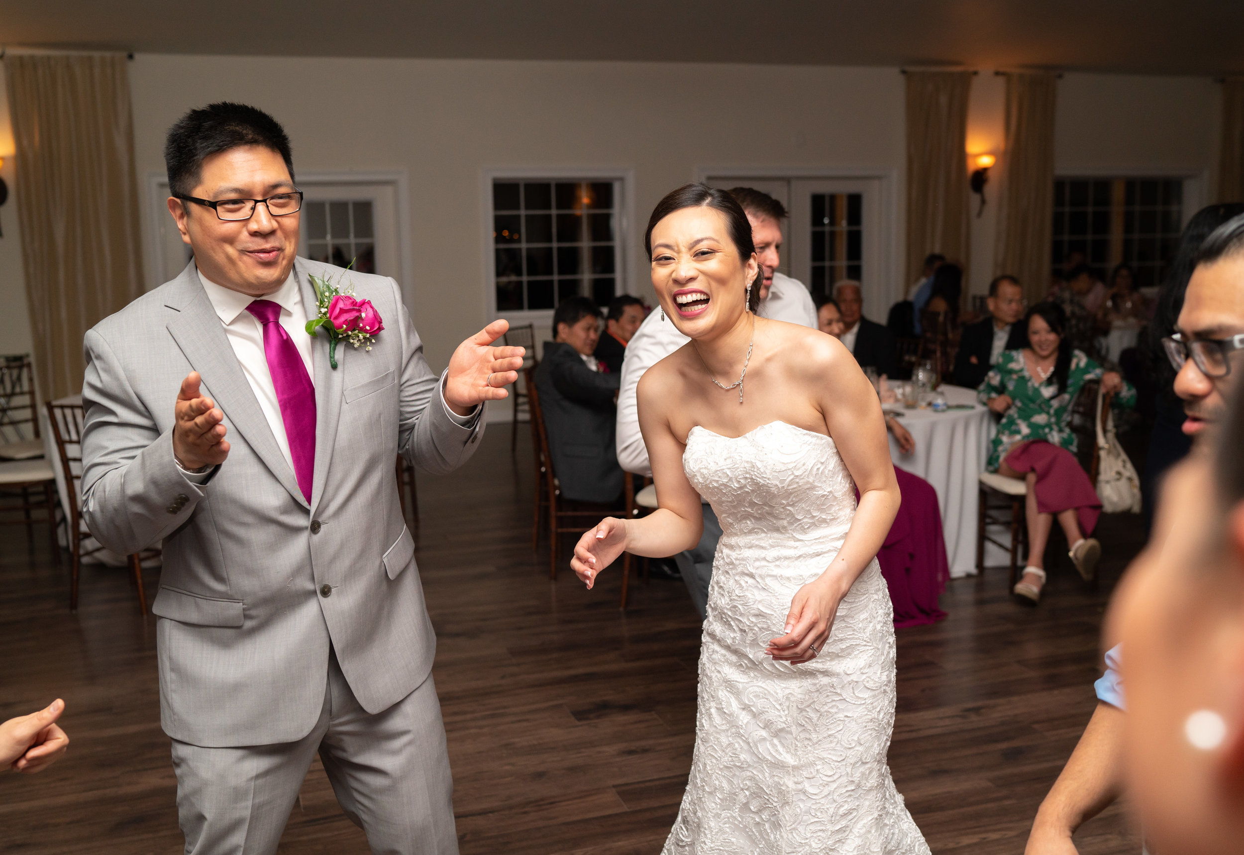 Bride and groom at summer wedding at Lost Creek Winery