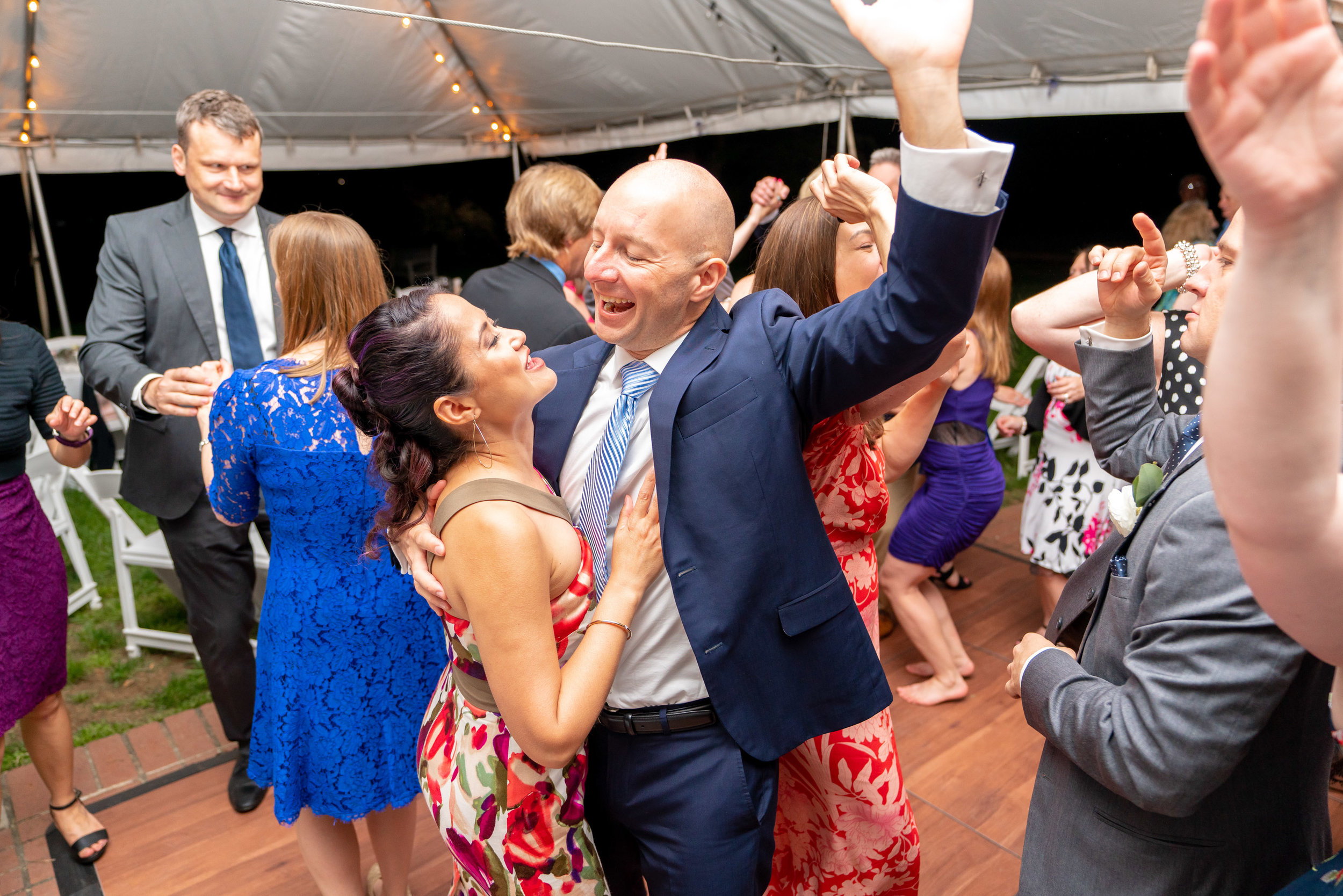 Amazing guests photo having a great time on the dance floor at Hendry House wedding 