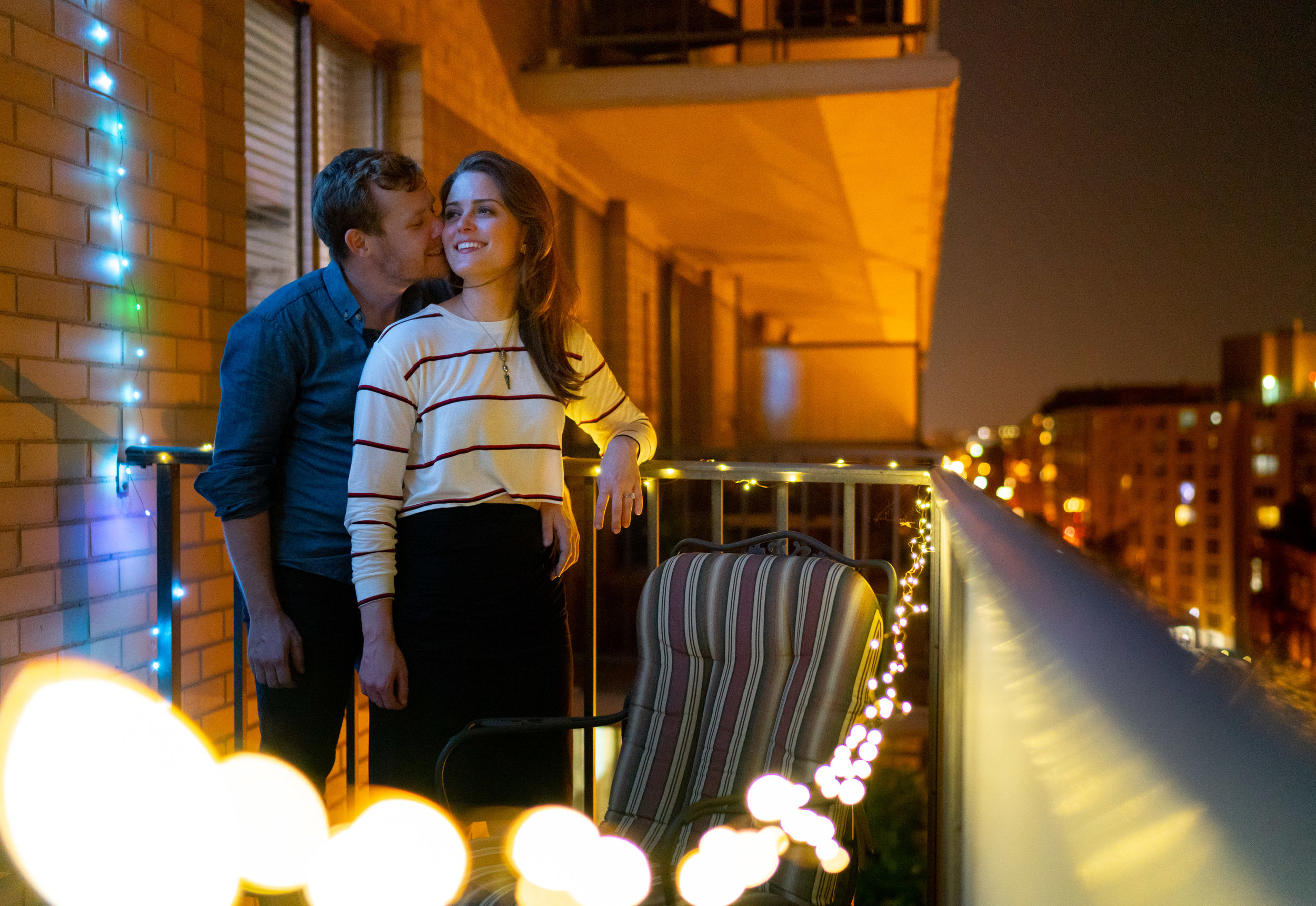 Washington DC apartment balcony engagement photos