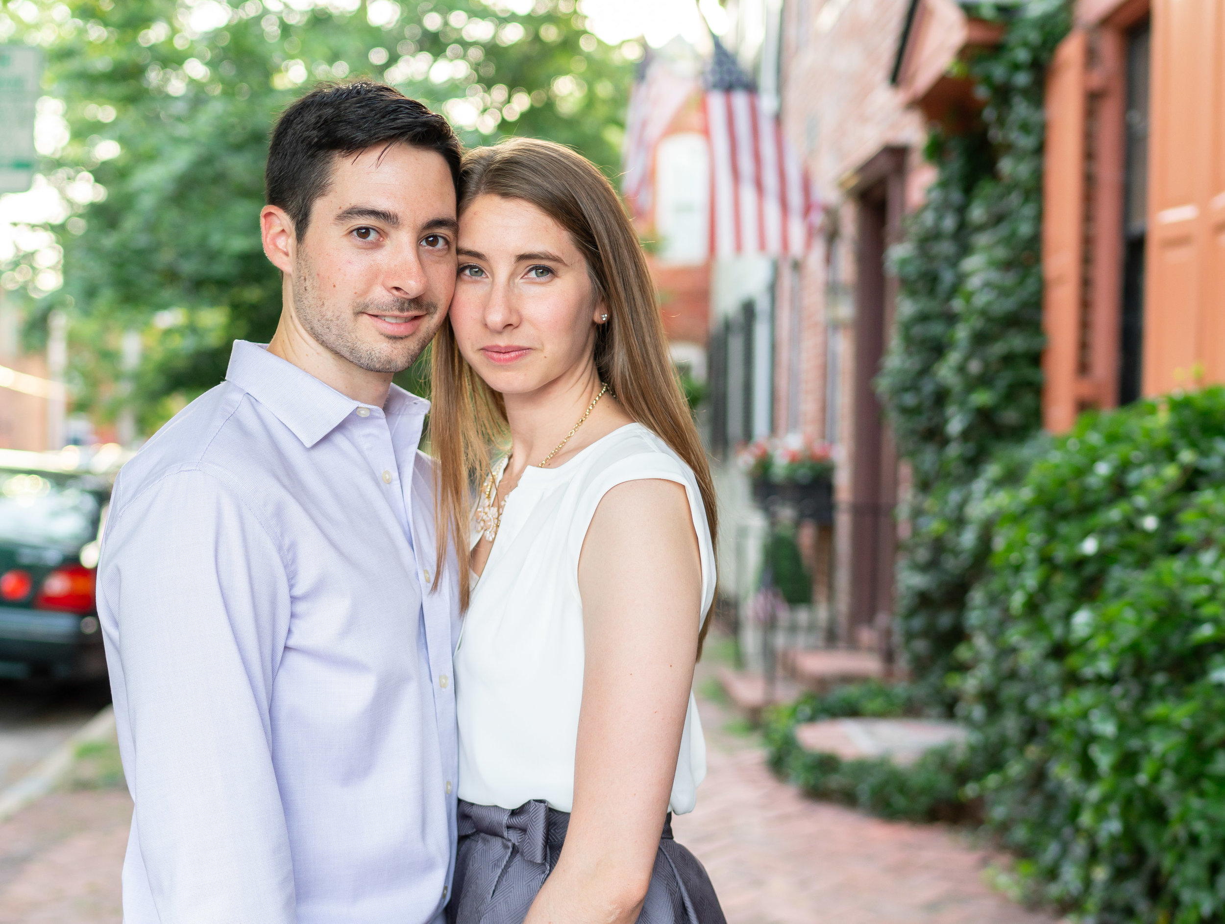 Engagement session at golden hour with a7riii in old town alexandria