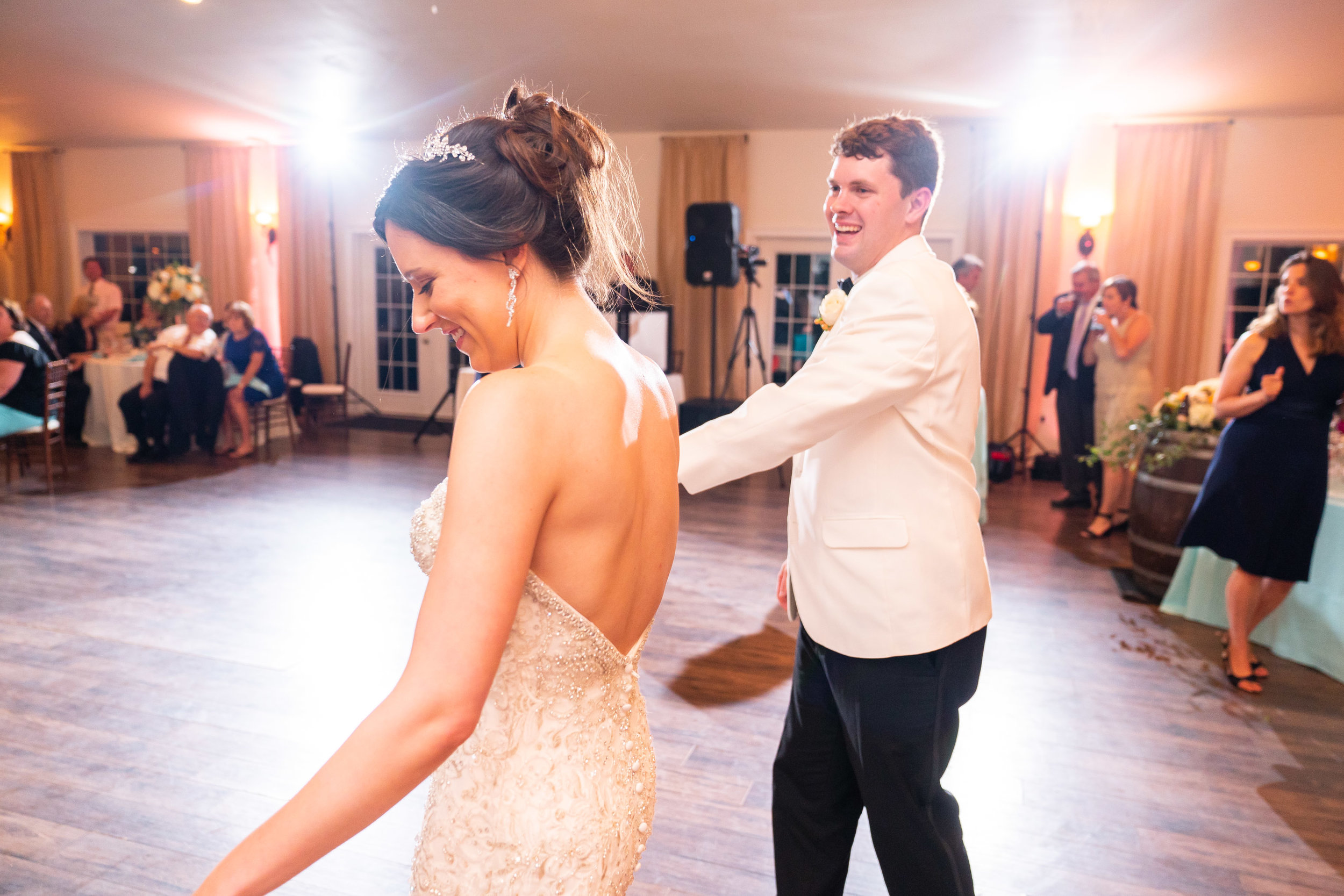 Bride and groom first dance at Lost Creek reception hall