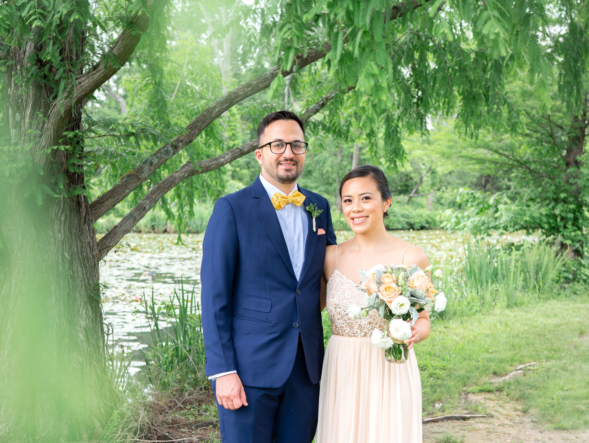 Kenilworth Aquatic gardens engagement and wedding portraits with bride and groom