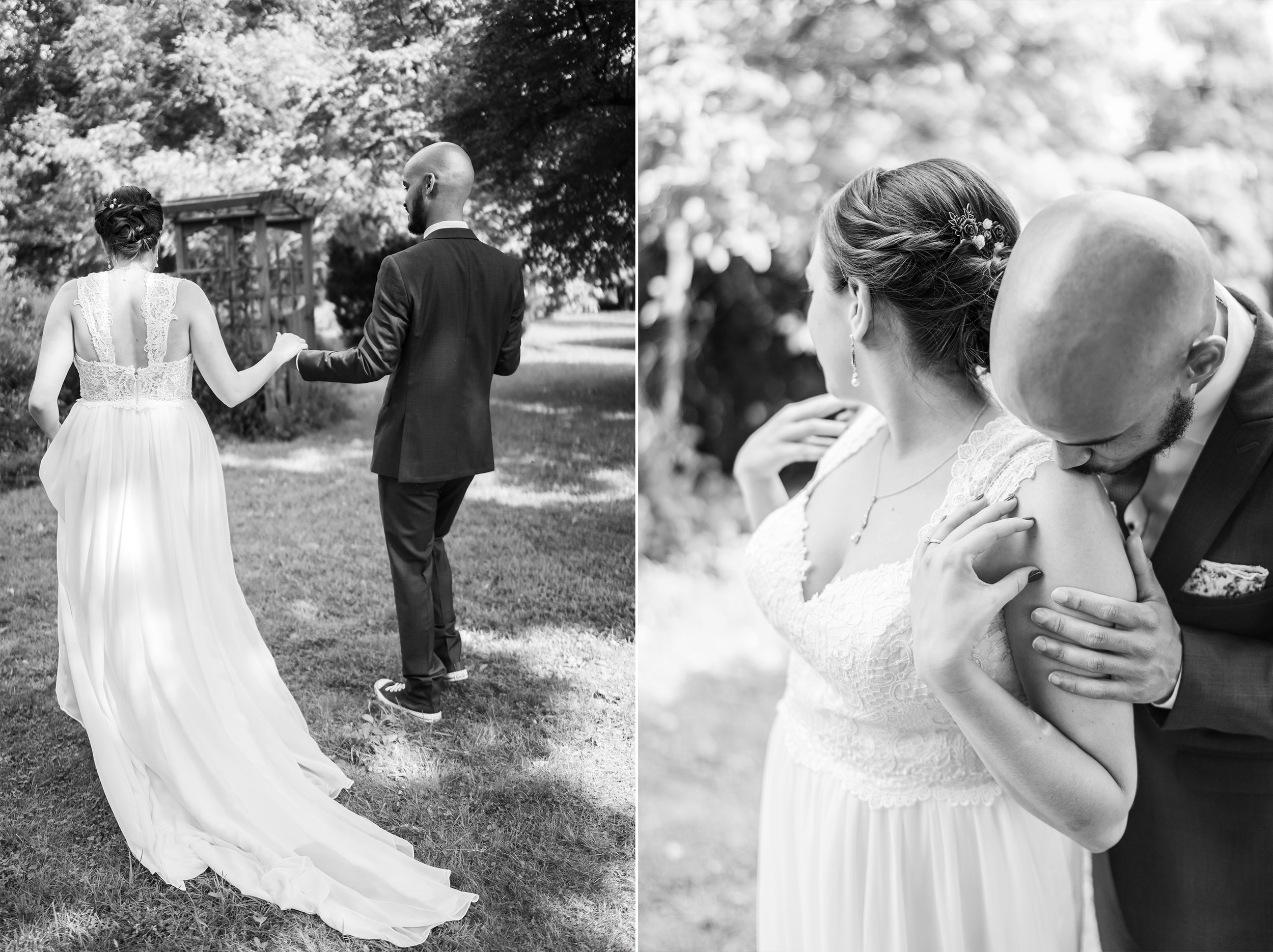 Romantic wedding portraits in black and white at Rust Manor House wedding