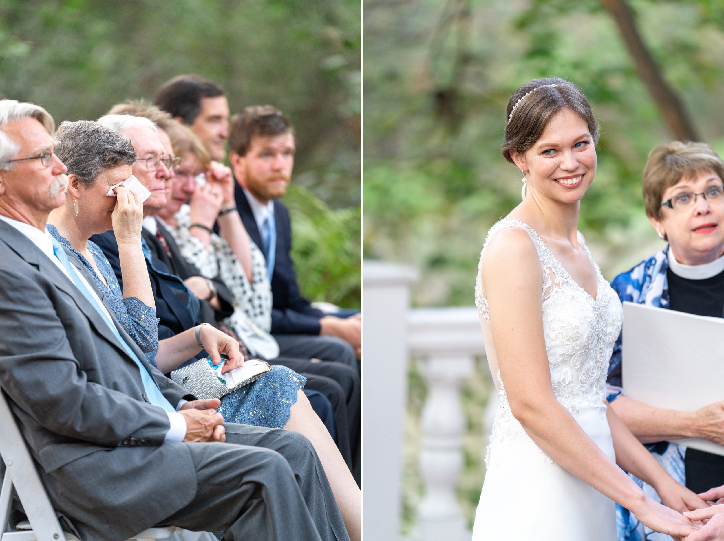 Family crying during wedding vows at Elkridge Furnace Inn wedding in Maryland