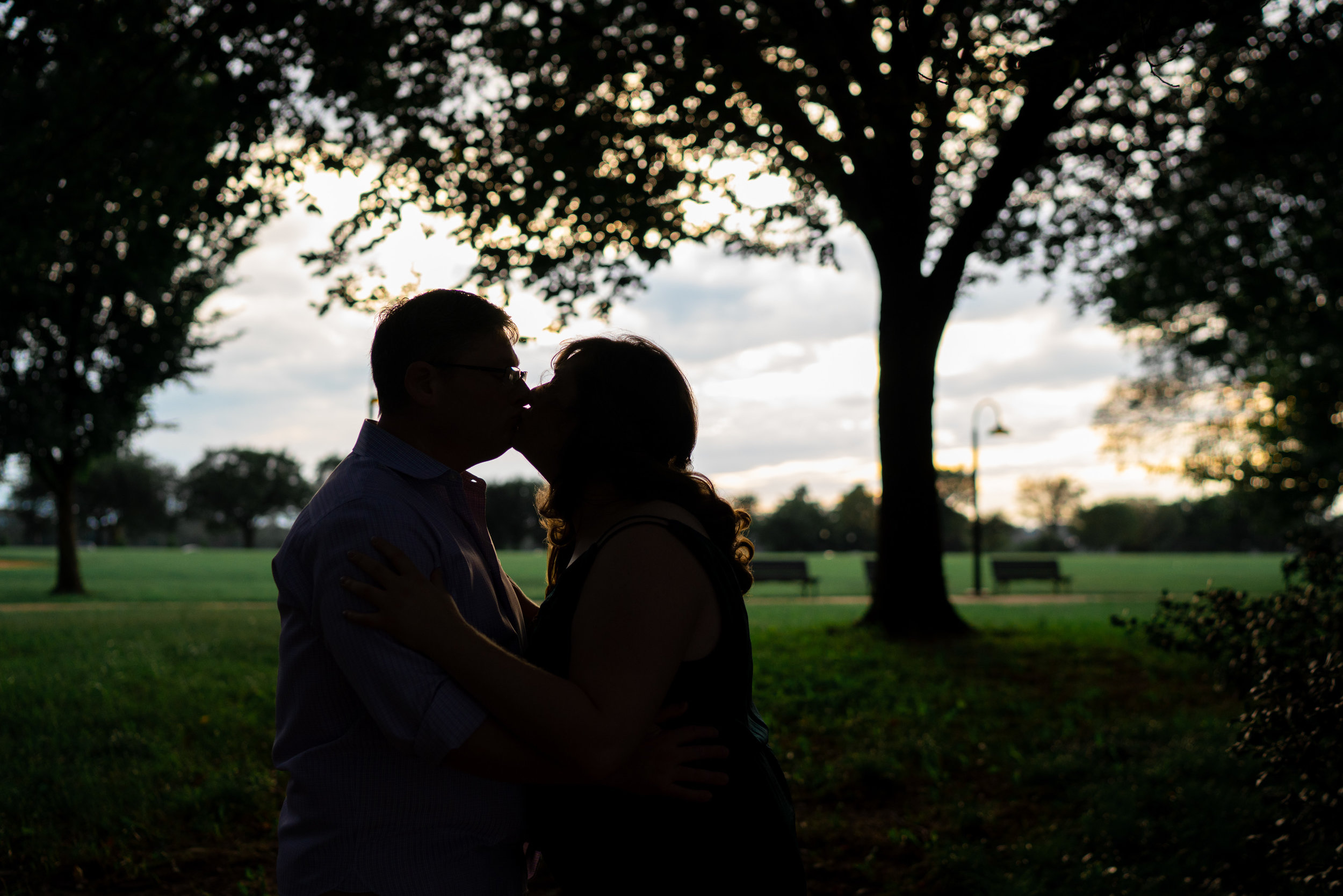 DC monuments engagement session silhouette at sunset