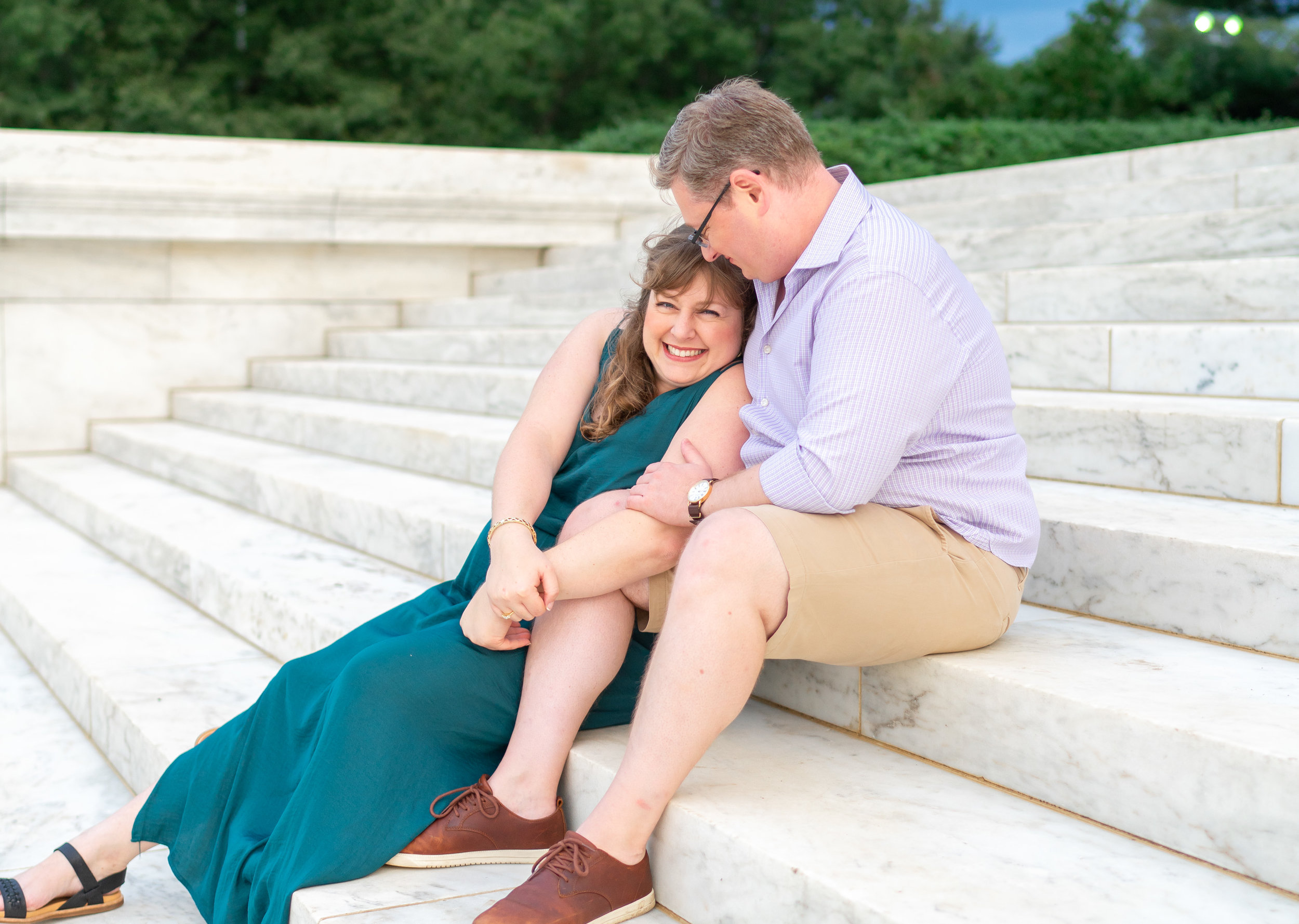 Thomas Jefferson engagement session on the stairs in DC