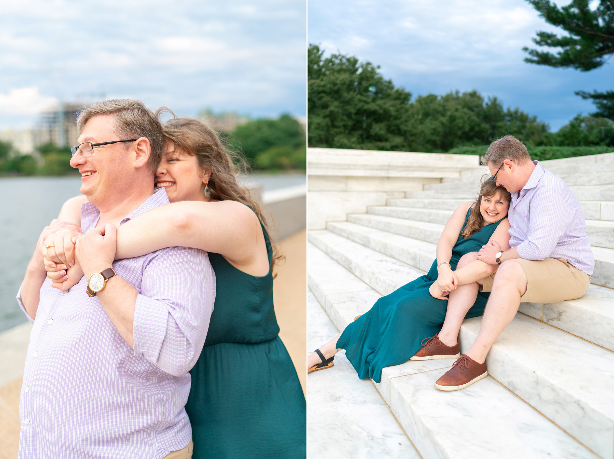 Jefferson Memorial engagement photos on the steps