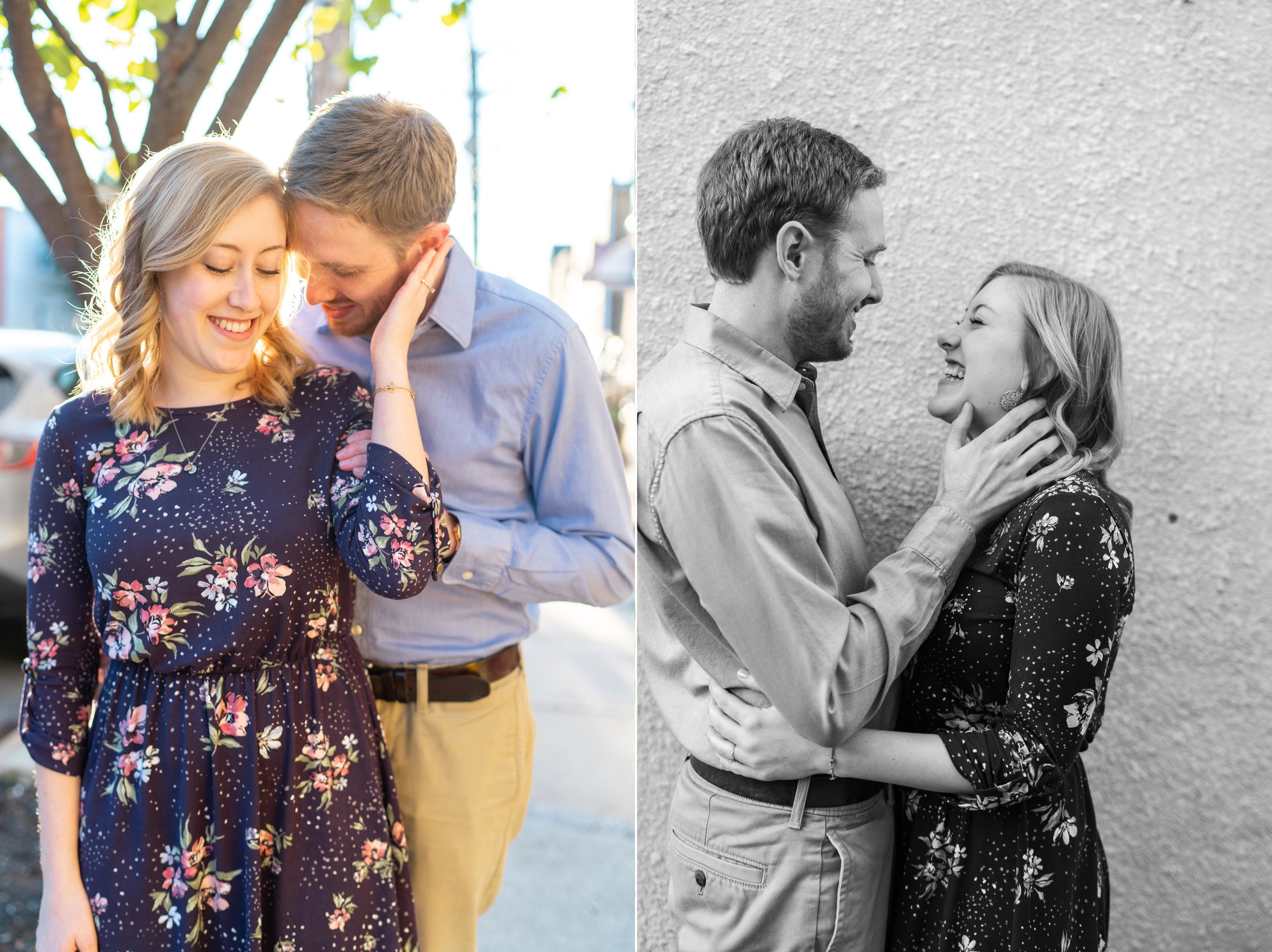 Collage of bride and groom engagement photos in Baltimore Maryland