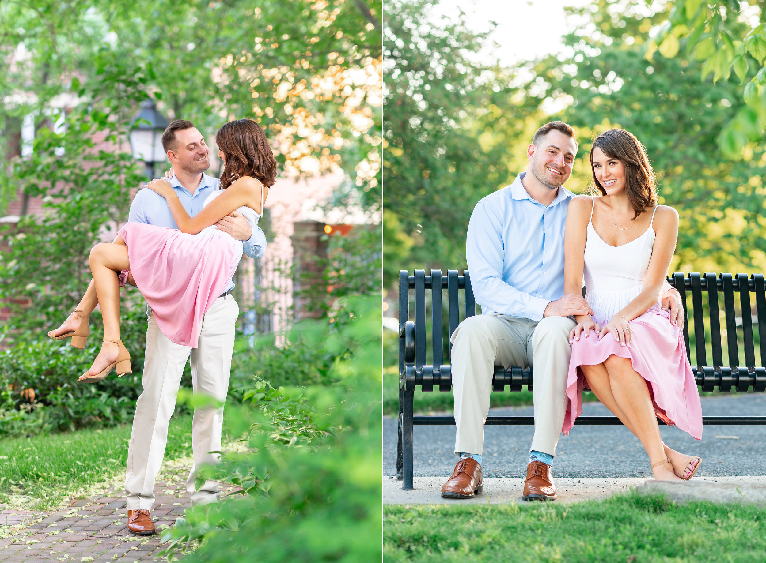 Groom holding bride and kissing in old town alexandria