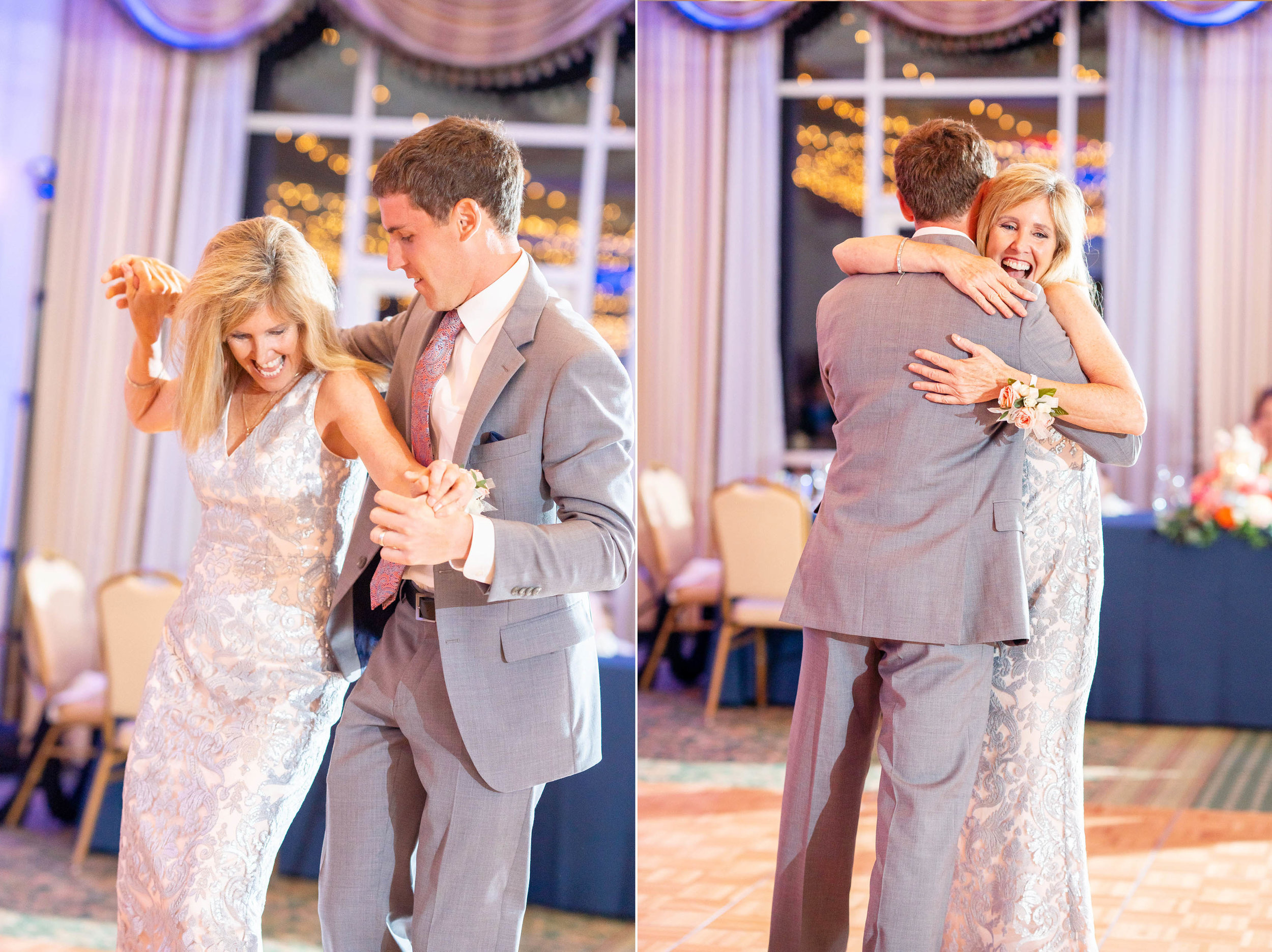 Mother son dance during wedding reception at Rehoboth Beach Country Club