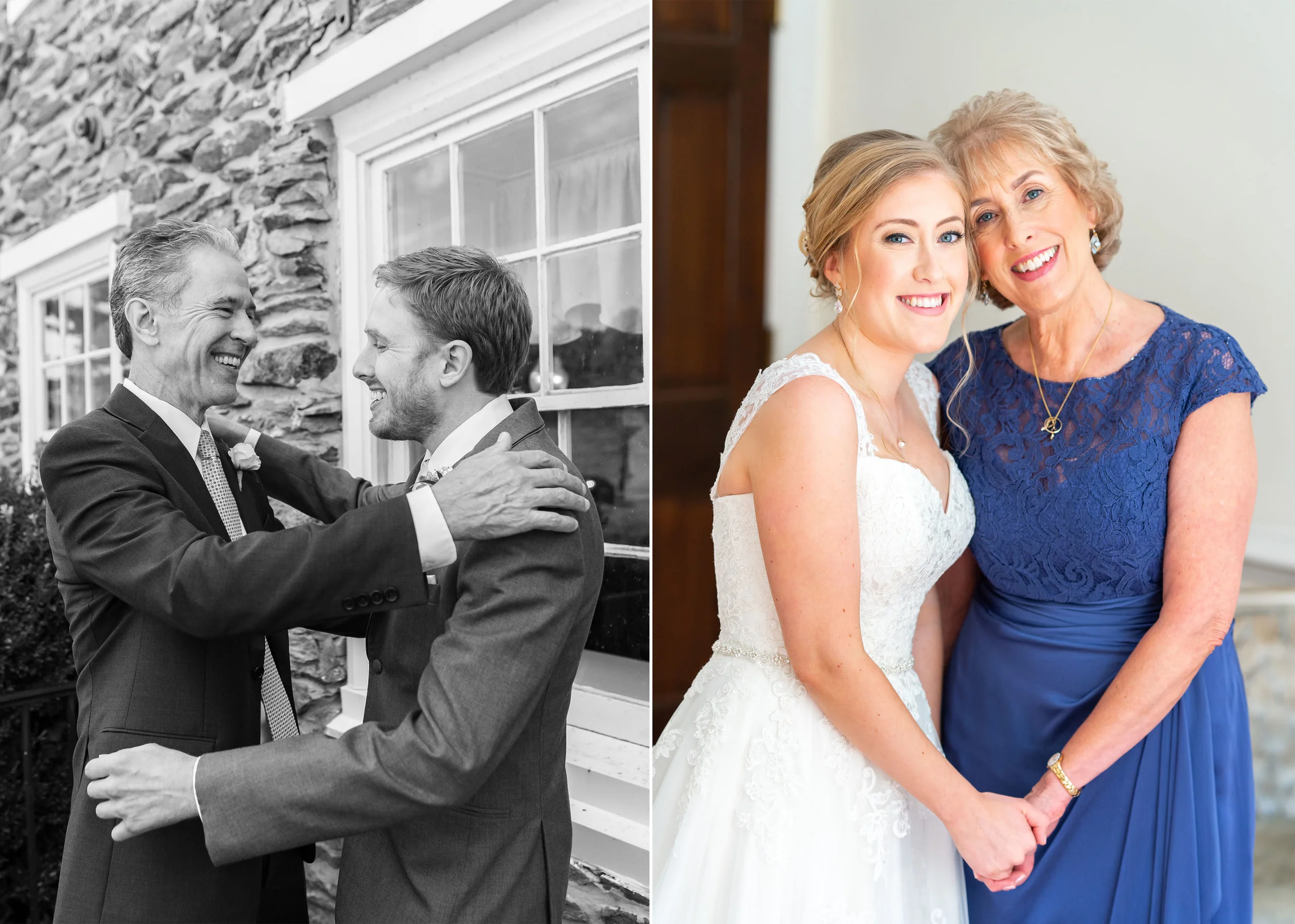 Bride and groom with parents at Stone Manor Country Club