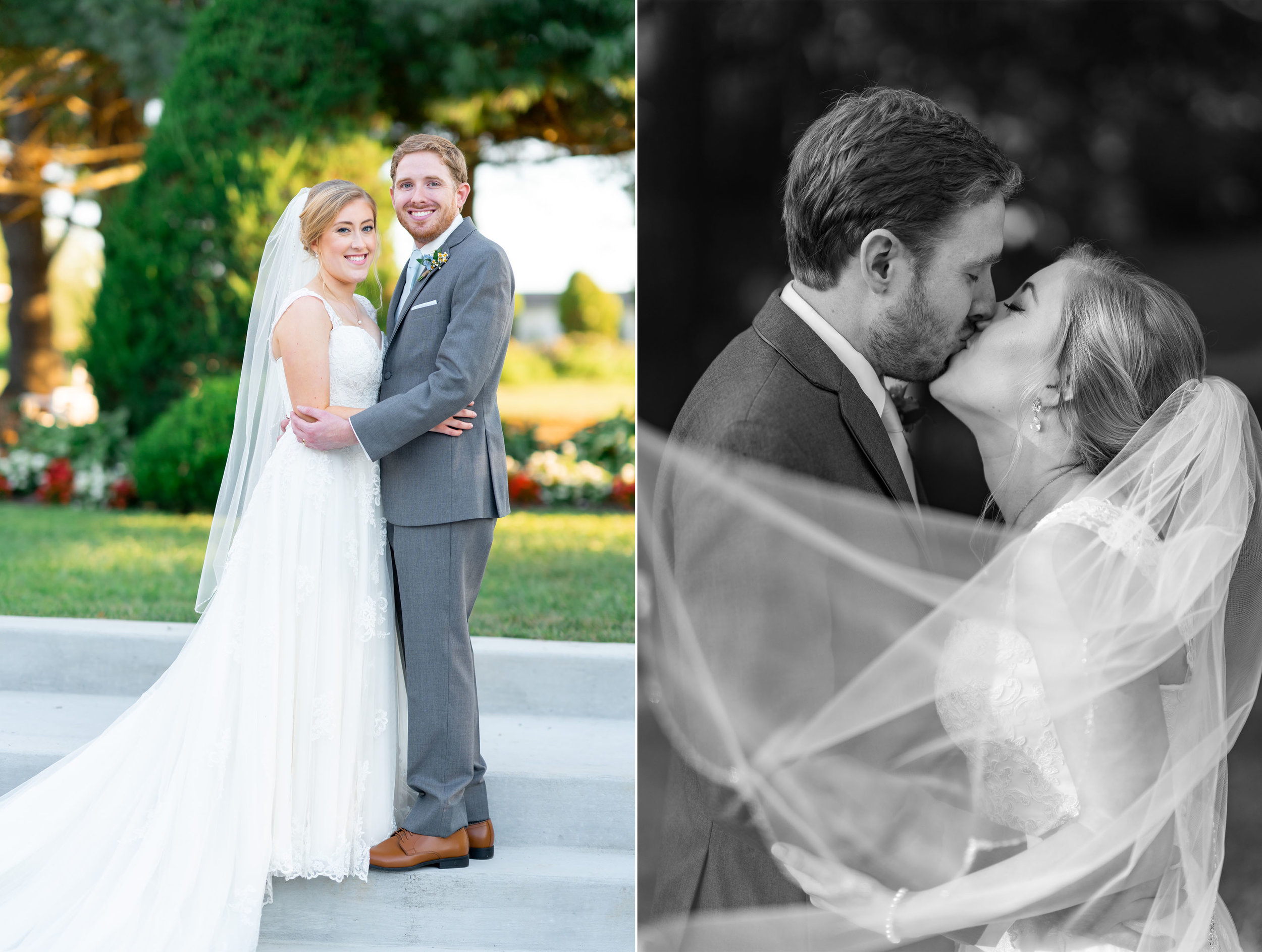 Bride and groom portraits at summer wedding at Stone Manor Country Club