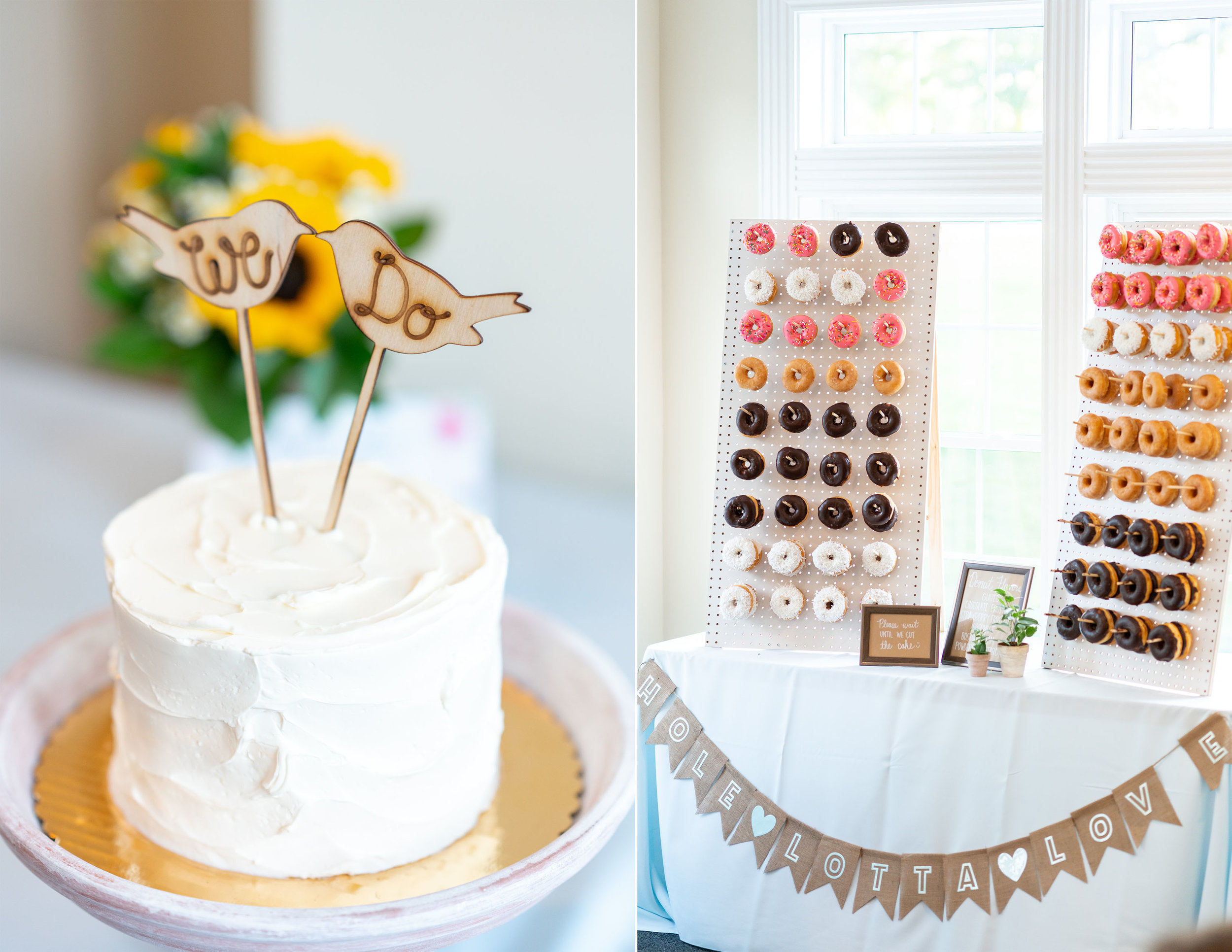 cake and donut wall at frederick venue stone manor country club