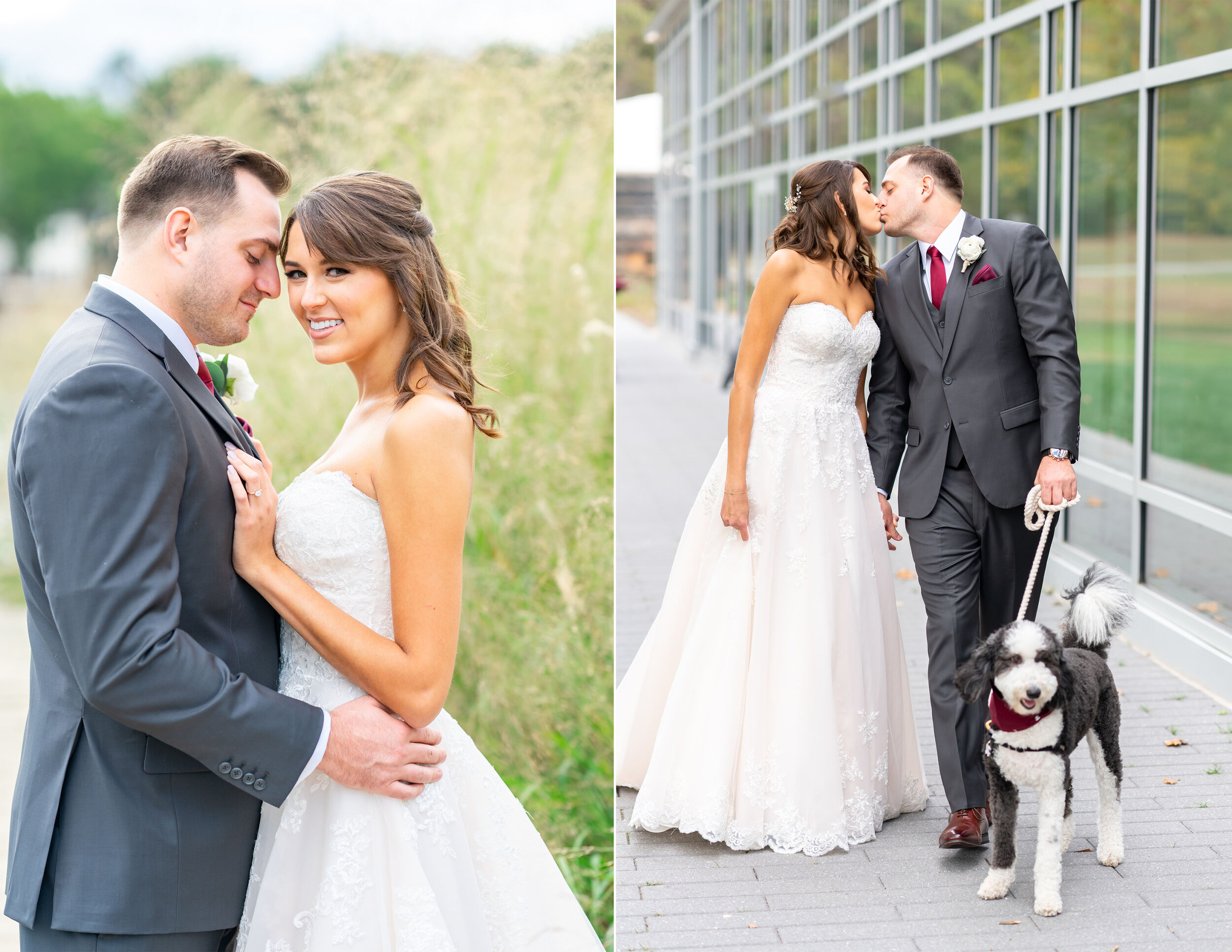 Bride and groom portraits at fall wedding at Riverview at Occoquan