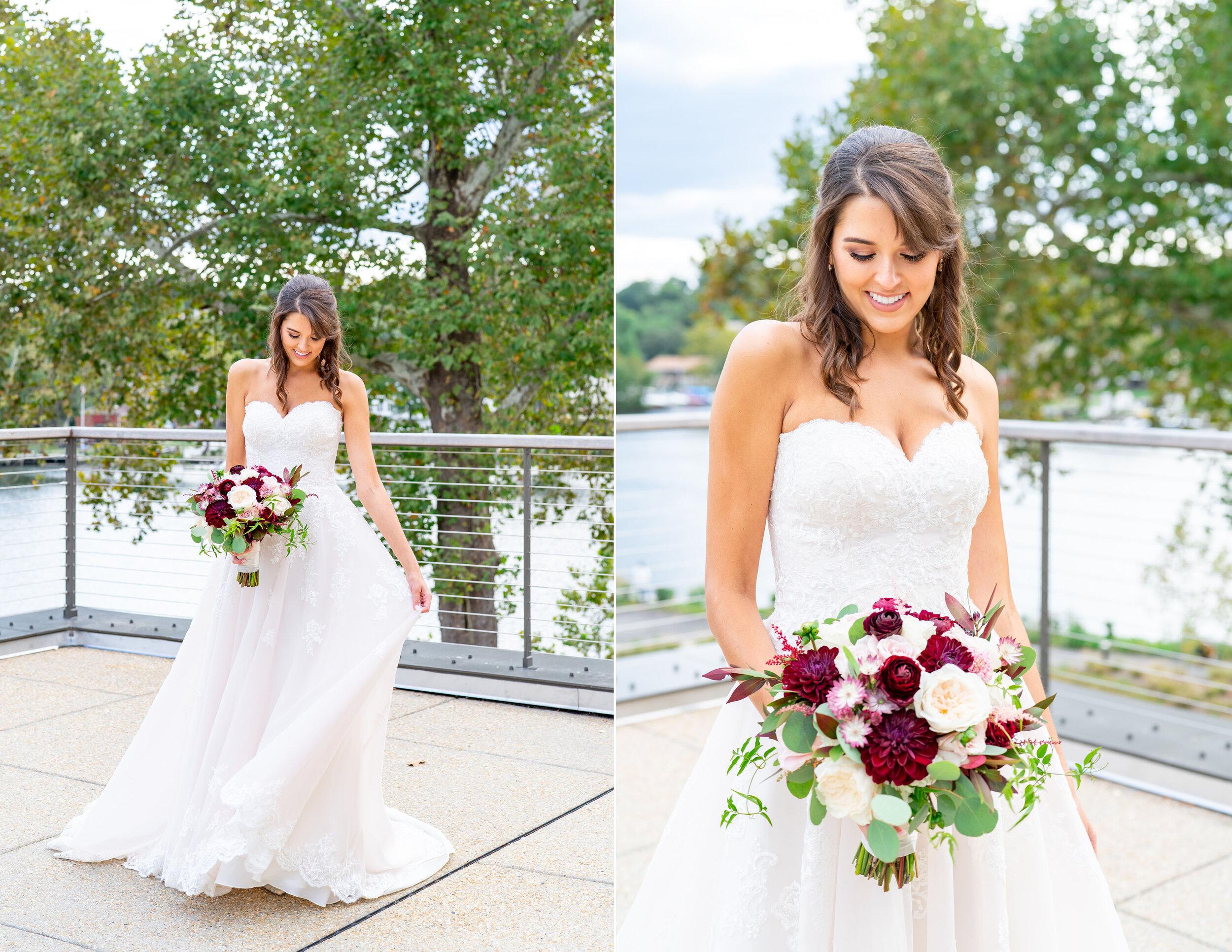 Bride in Stella York 6776 at fall wedding at Riverview at Occoquan