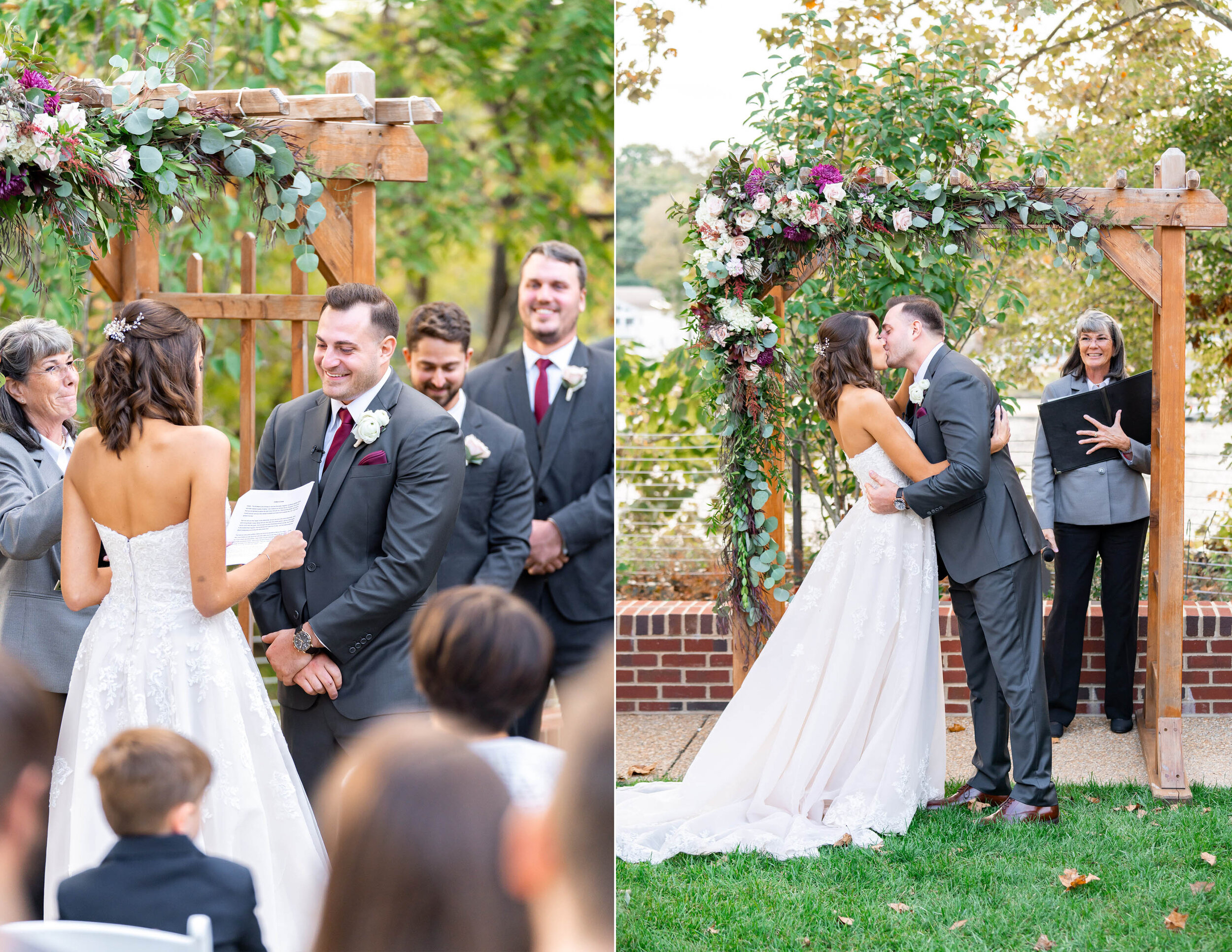 Bride and groom fall wedding ceremony at Riverview at Occoquan