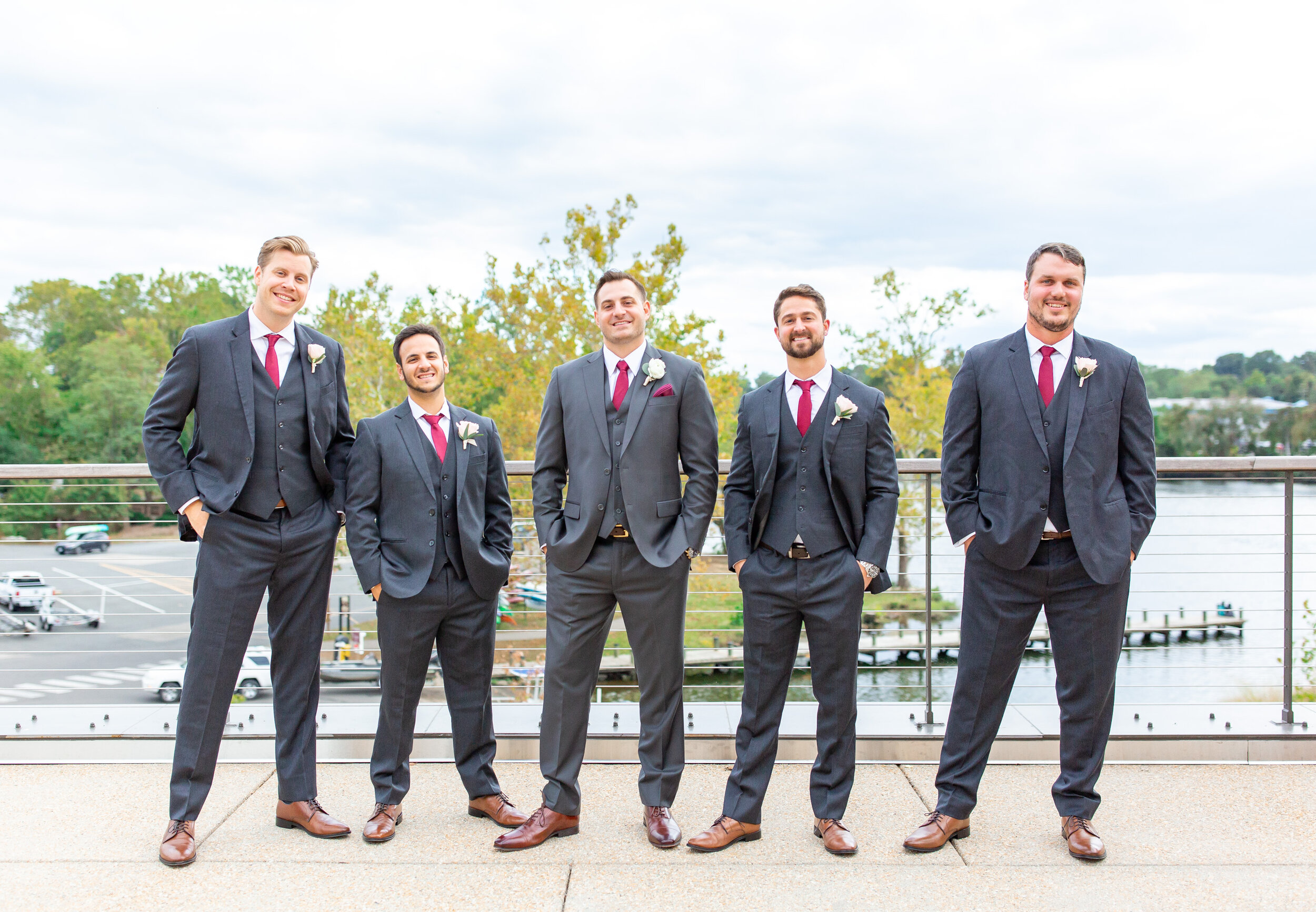 Wedding bridal party on patio at Riverview at Occoquan