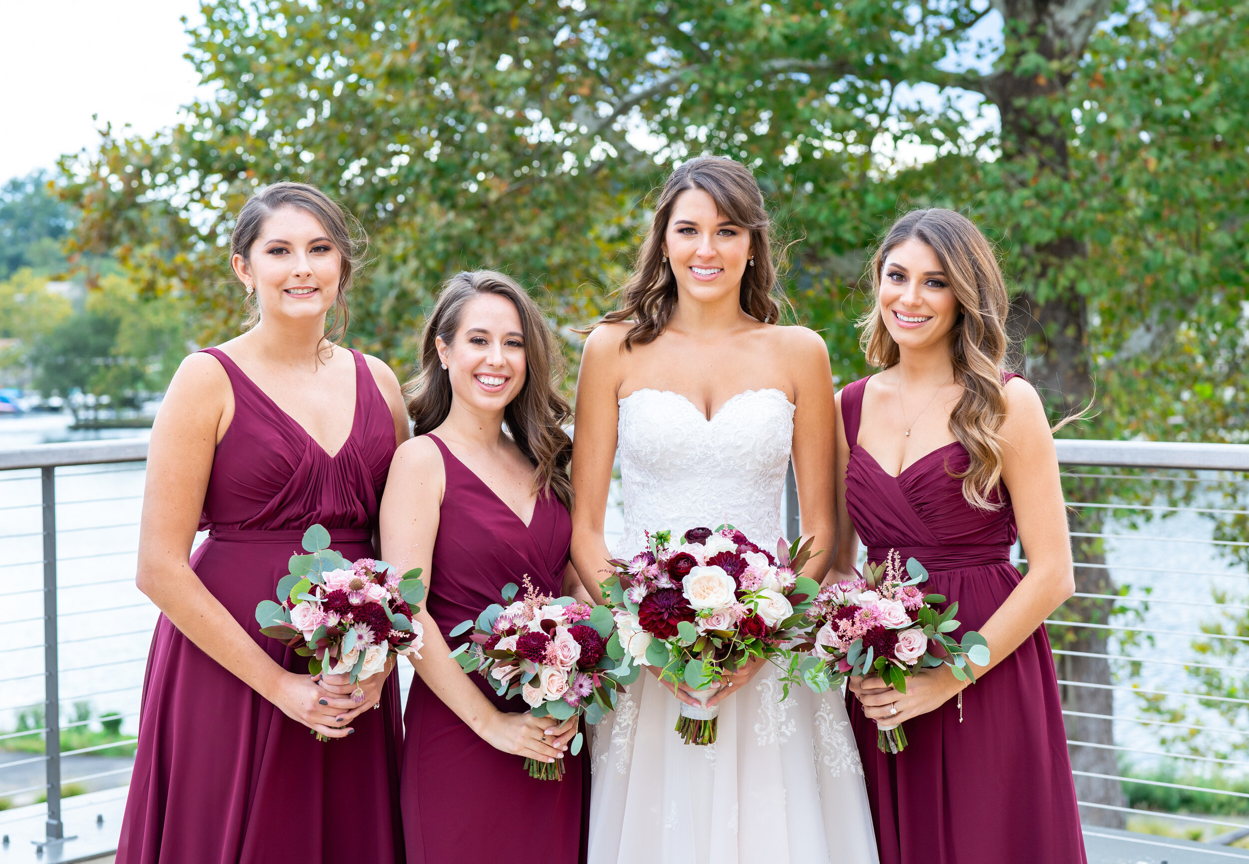 Wedding bridal party on patio at Riverview at Occoquan